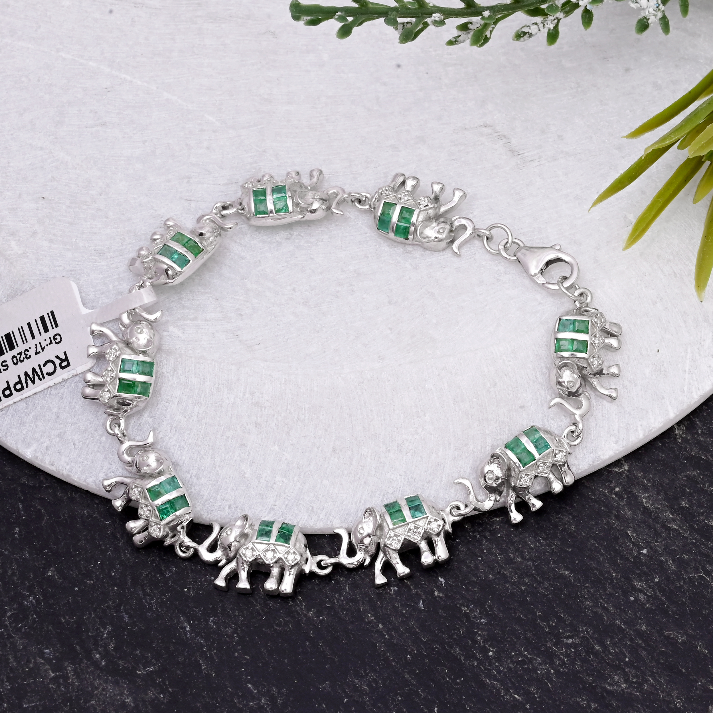 Jaipur Emerald Elephant Heritage Bracelet