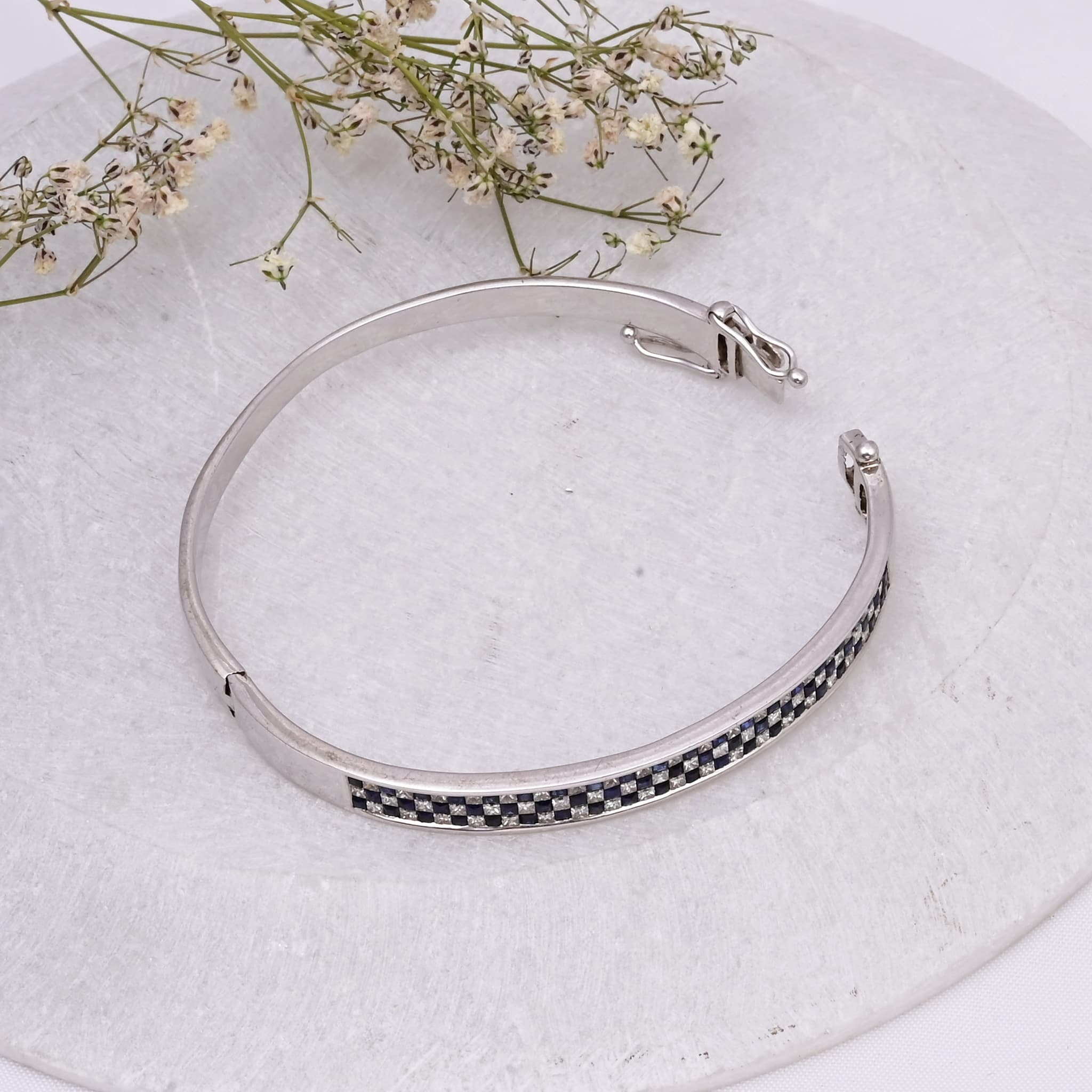 Royal Checkered Sapphire Diamond Bangle
