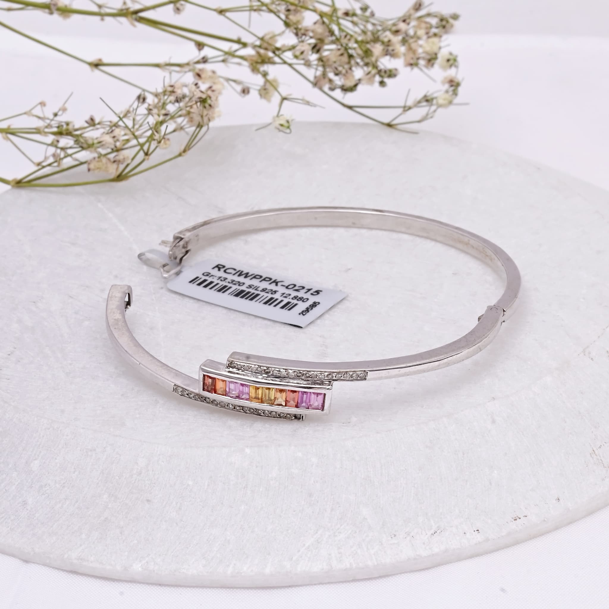 Pastel Sapphire Diamond Bar Bangle