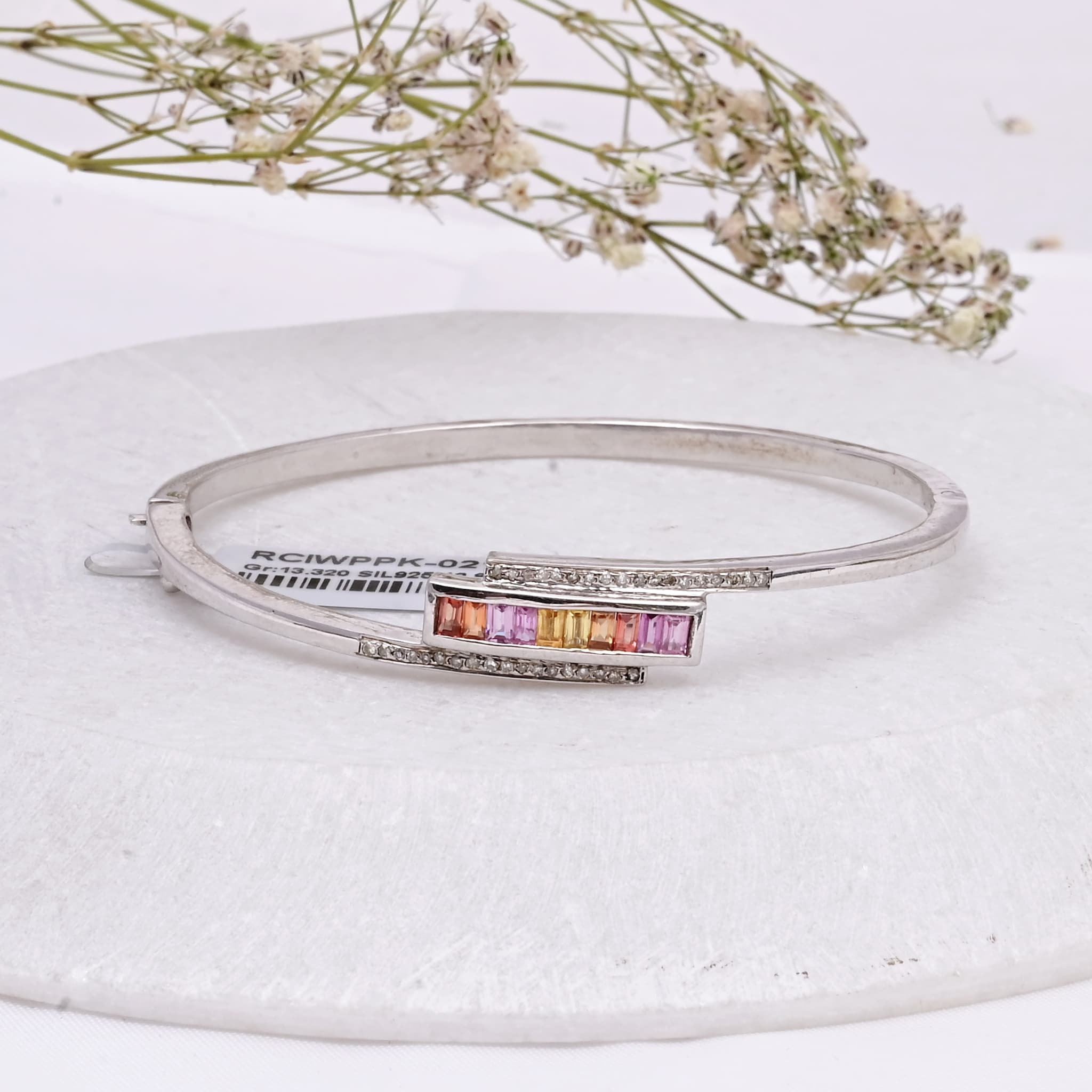 Pastel Sapphire Diamond Bar Bangle