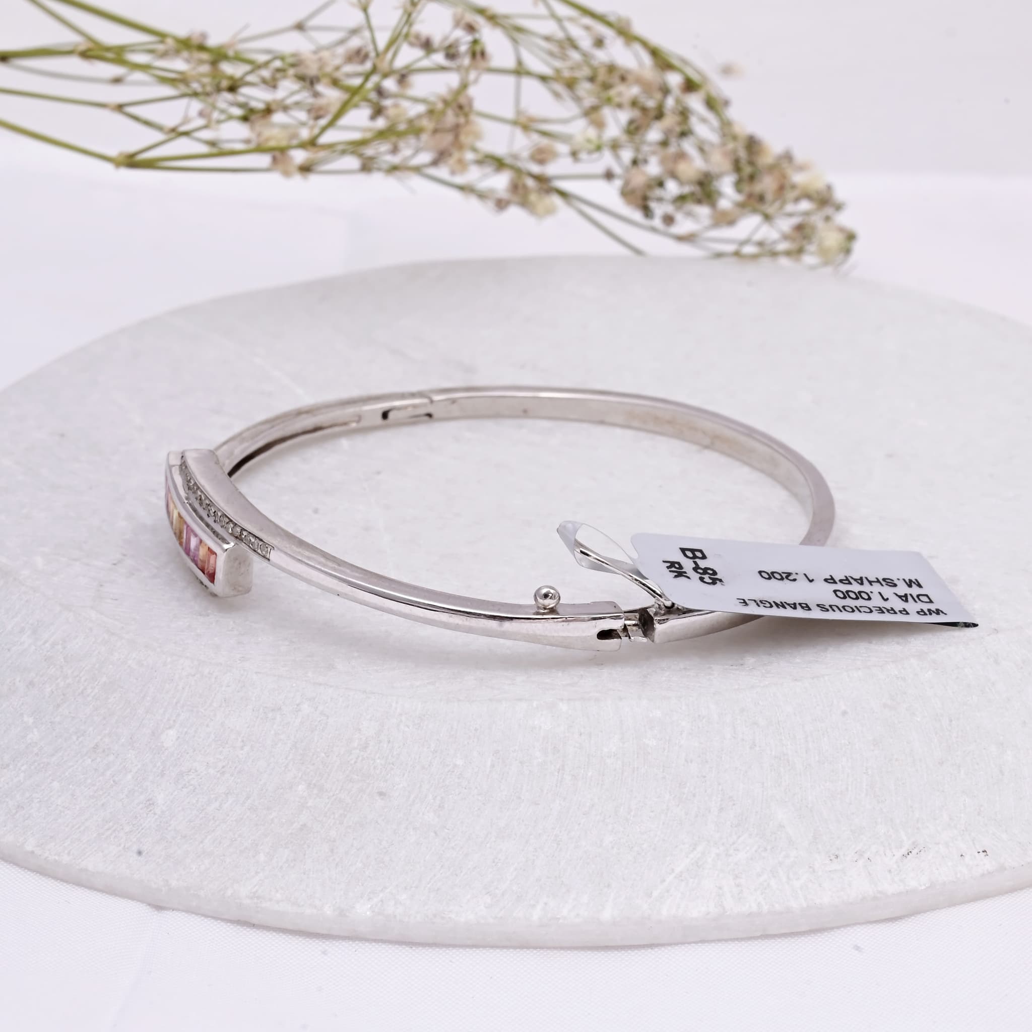 Pastel Sapphire Diamond Bar Bangle