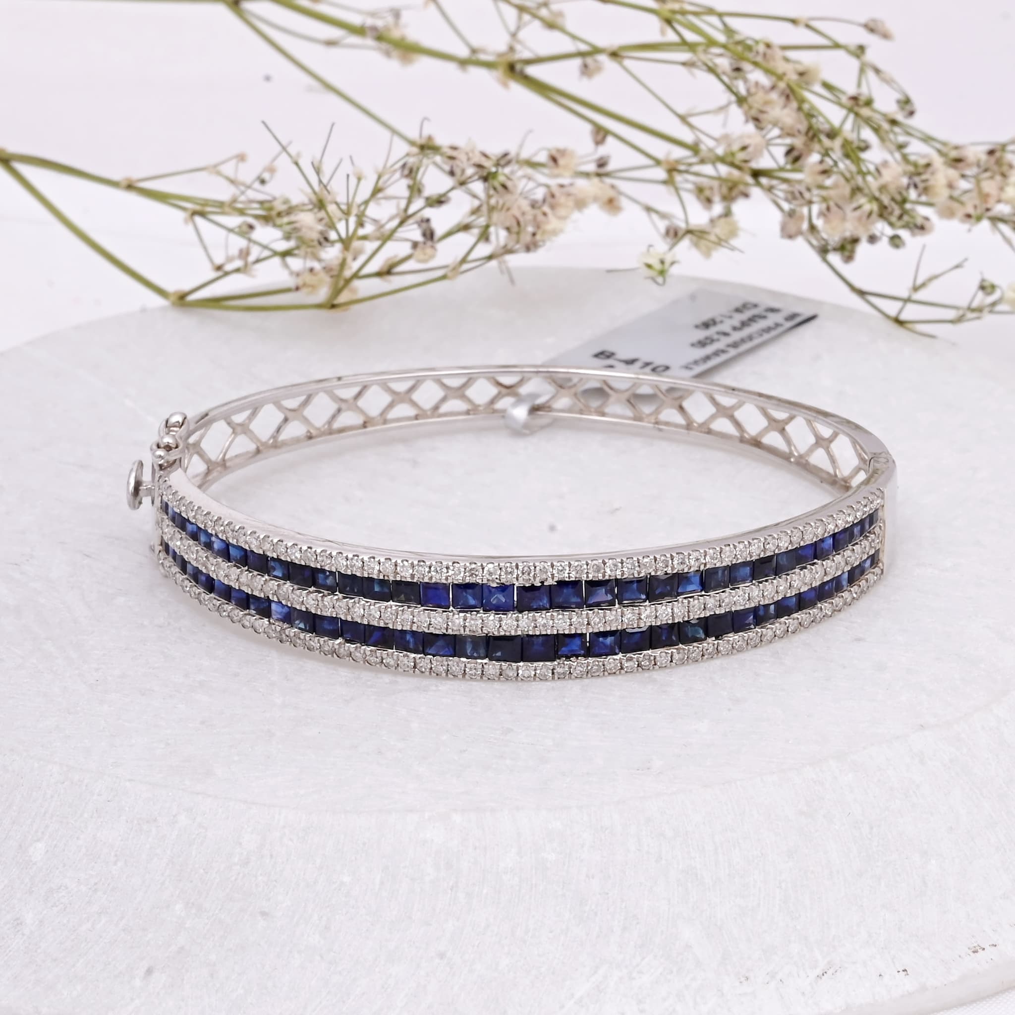 Royal Sapphire Diamond Double-Line Bangle