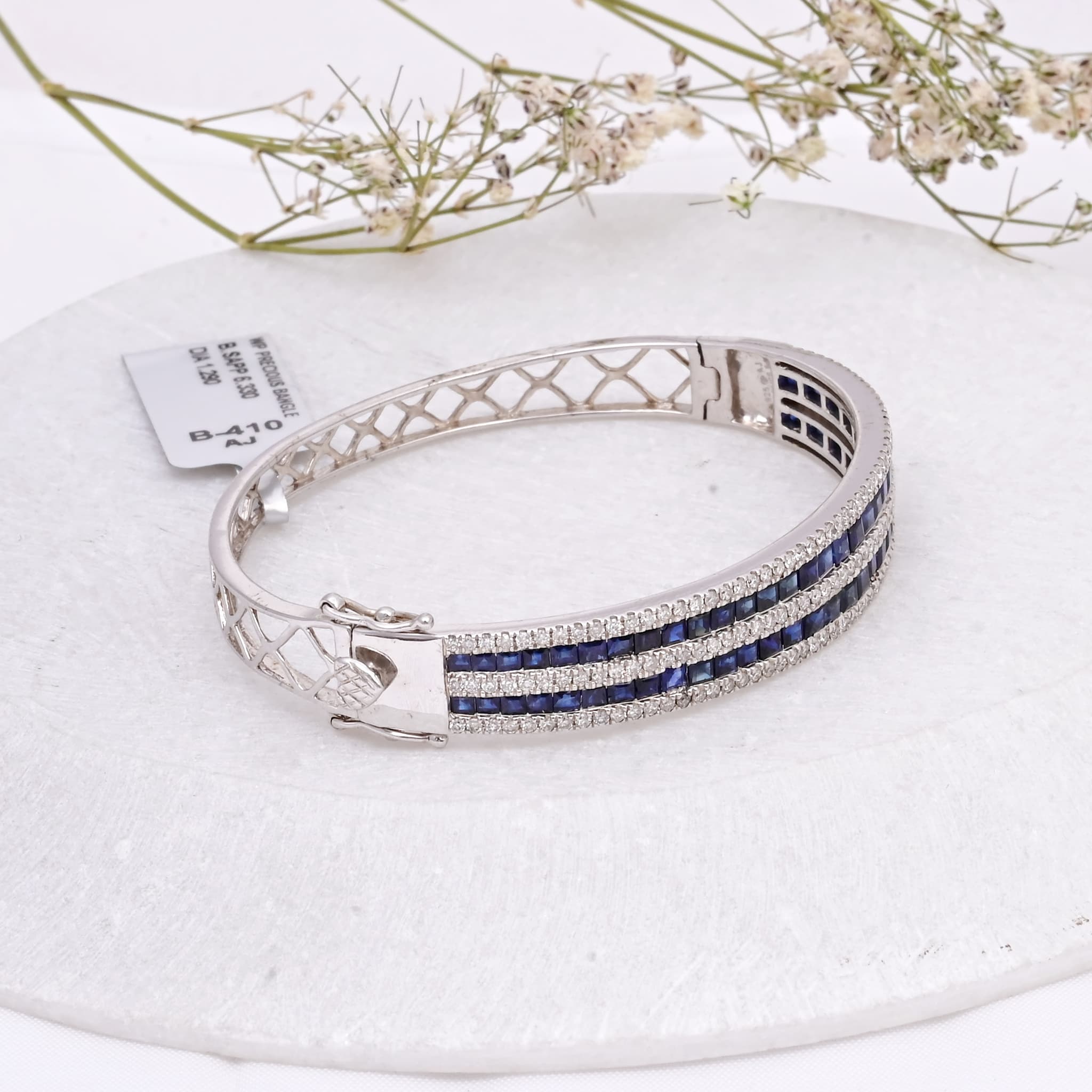 Royal Sapphire Diamond Double-Line Bangle