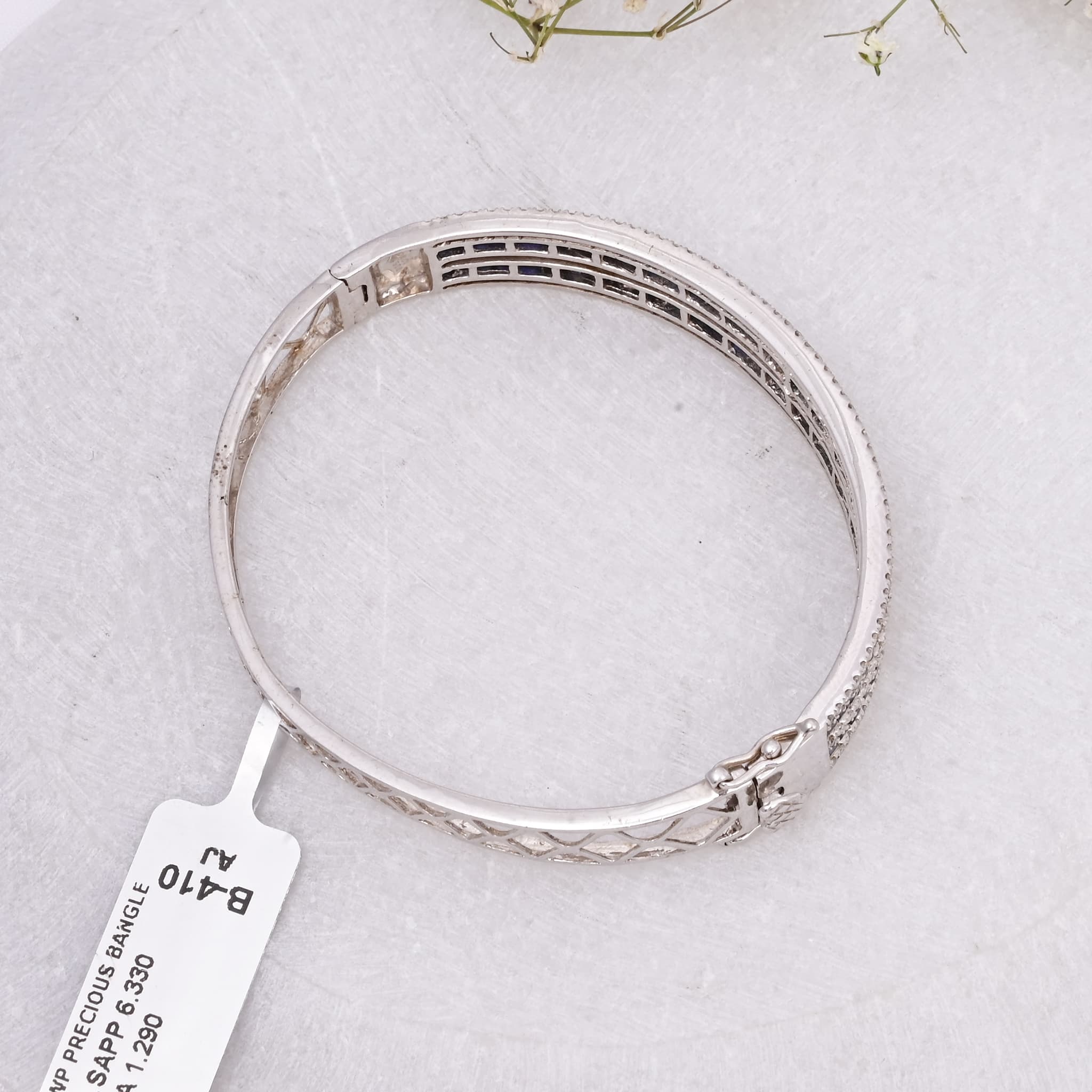 Royal Sapphire Diamond Double-Line Bangle