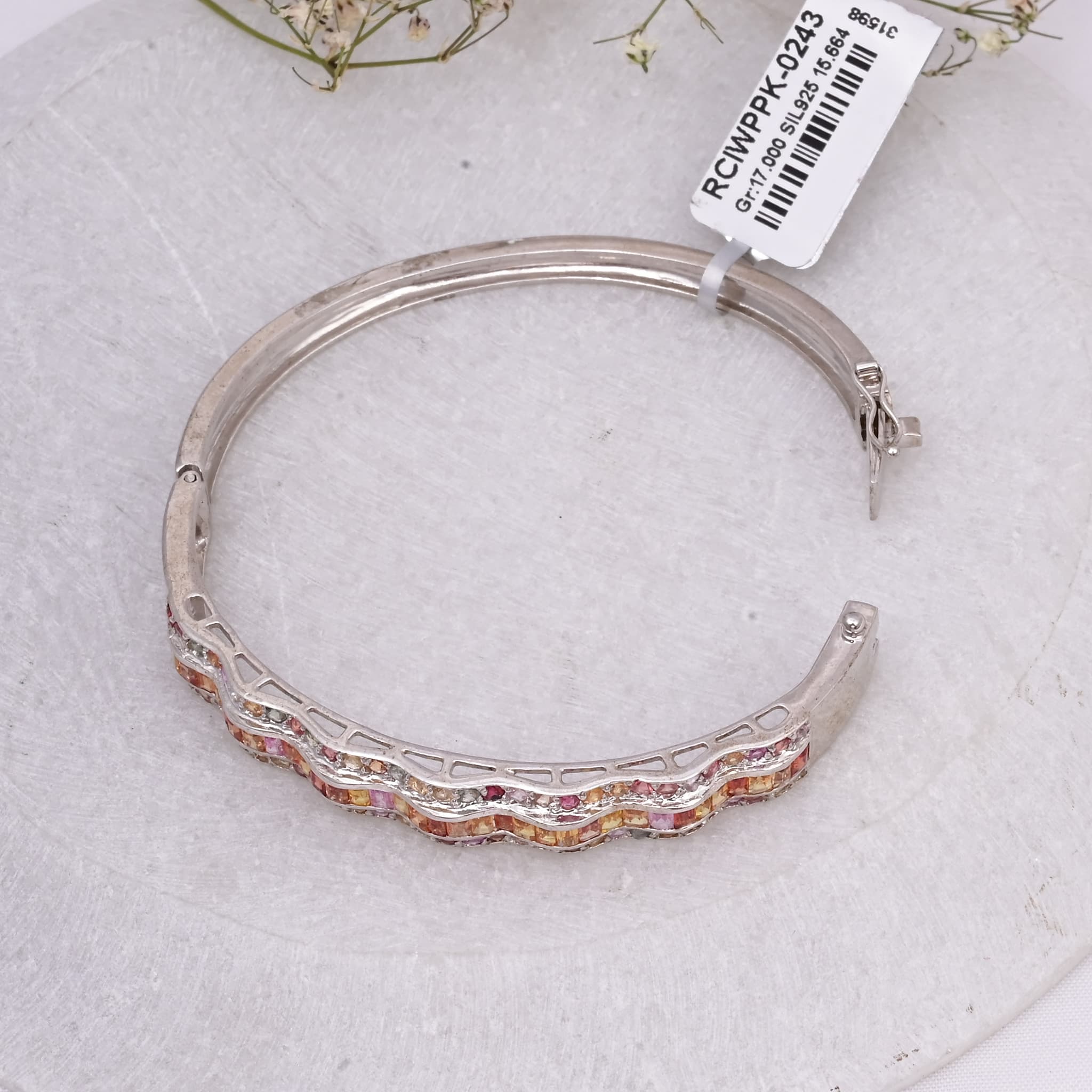 Natural Multi Sapphire Wave Bangle alternate view