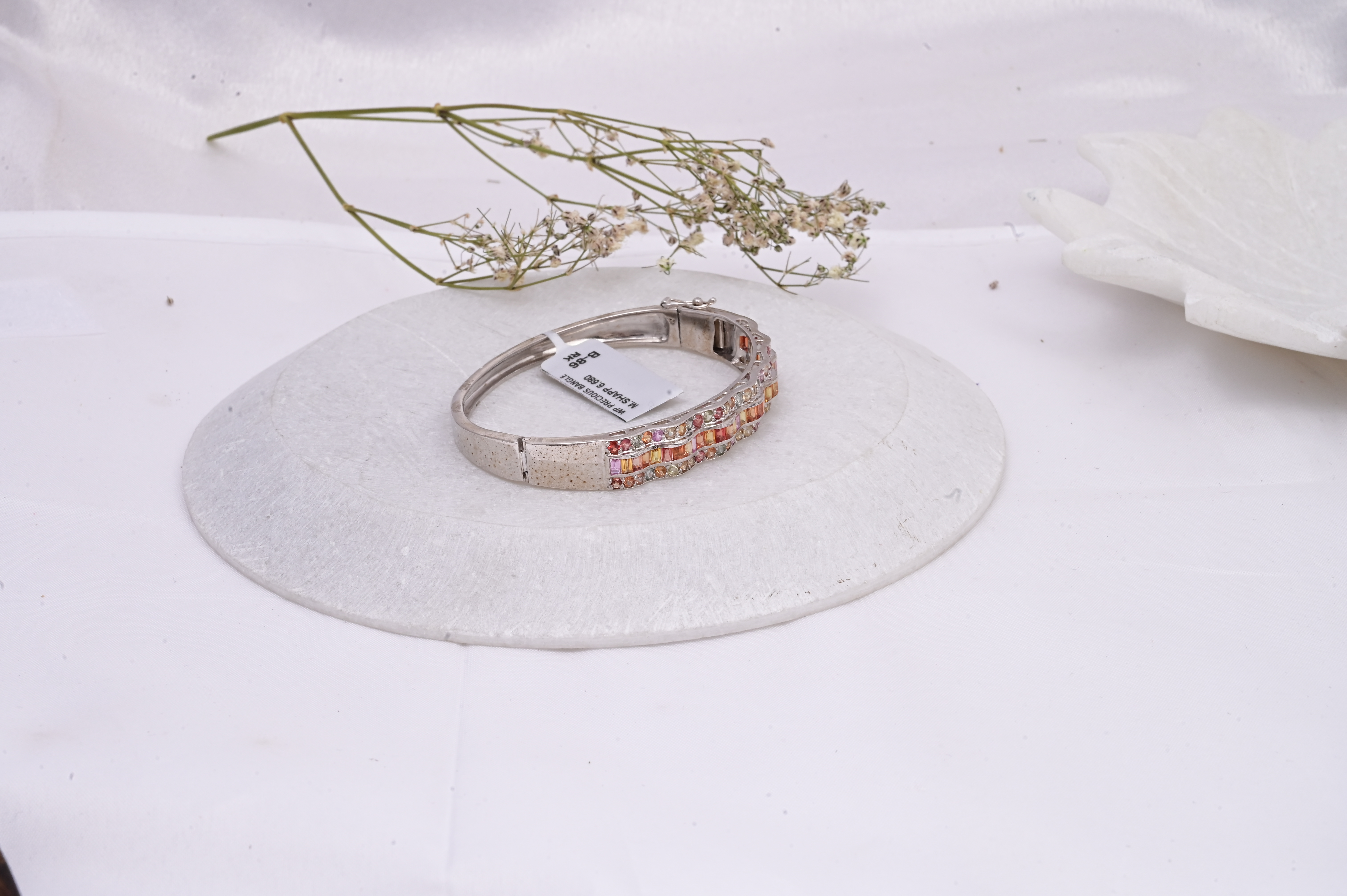 Natural Multi Sapphire Wave Bangle
