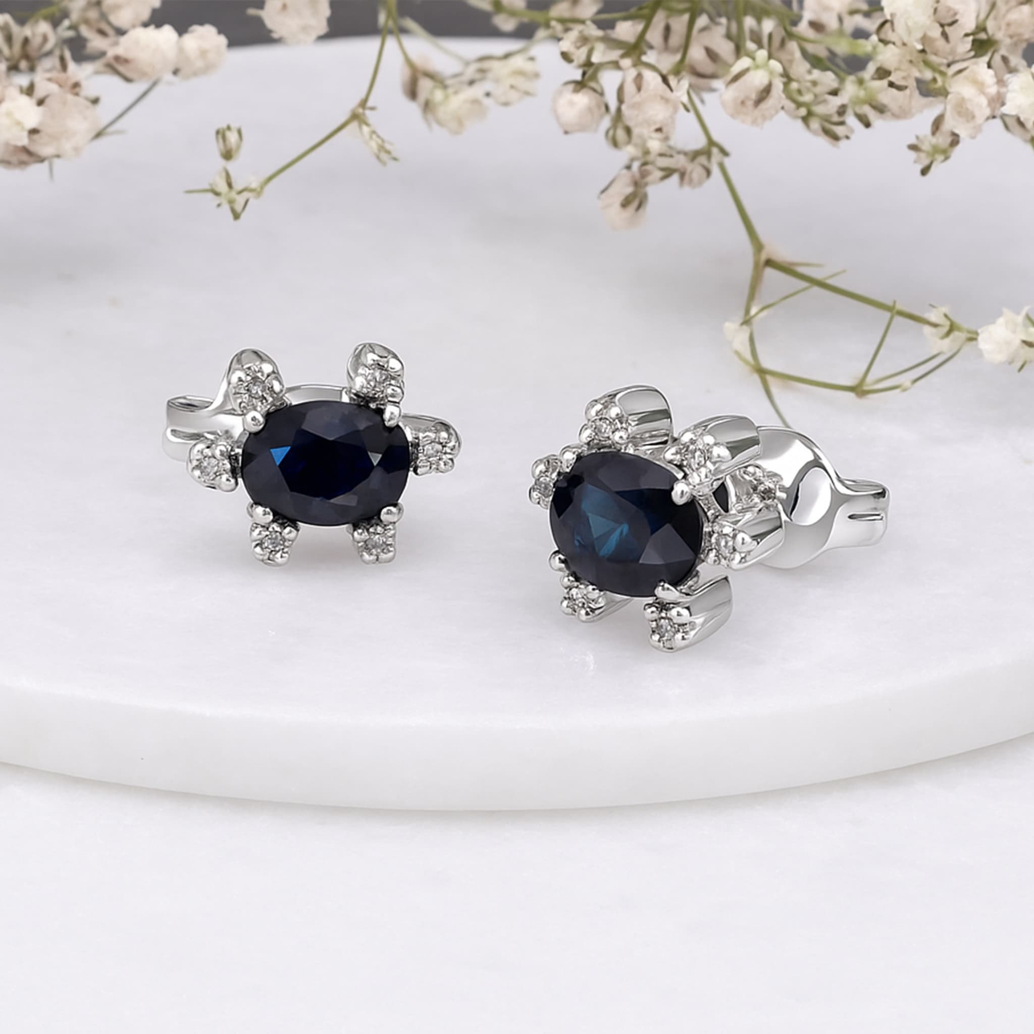 Classic Sapphire Halo Stud Earrings