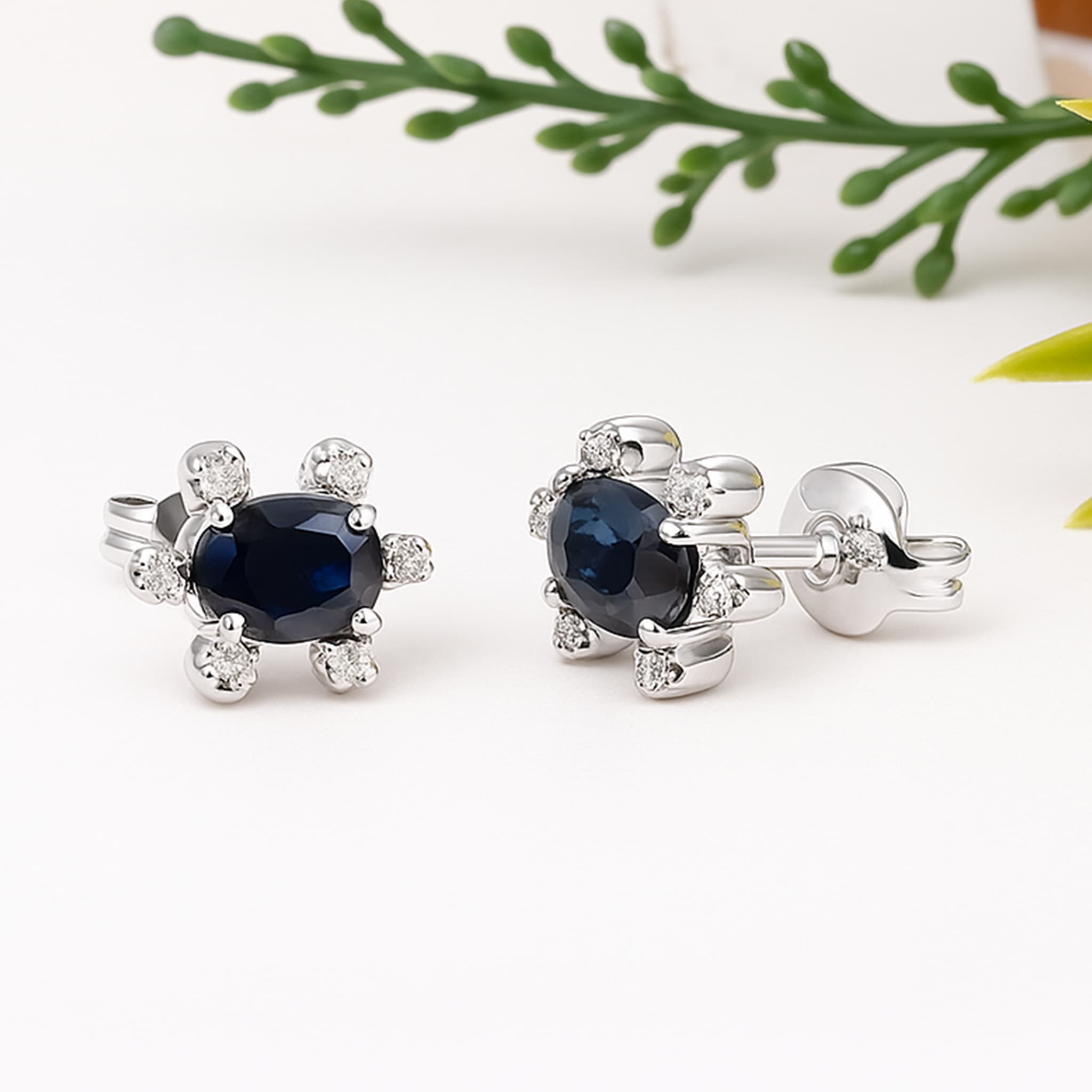 Classic Sapphire Halo Stud Earrings