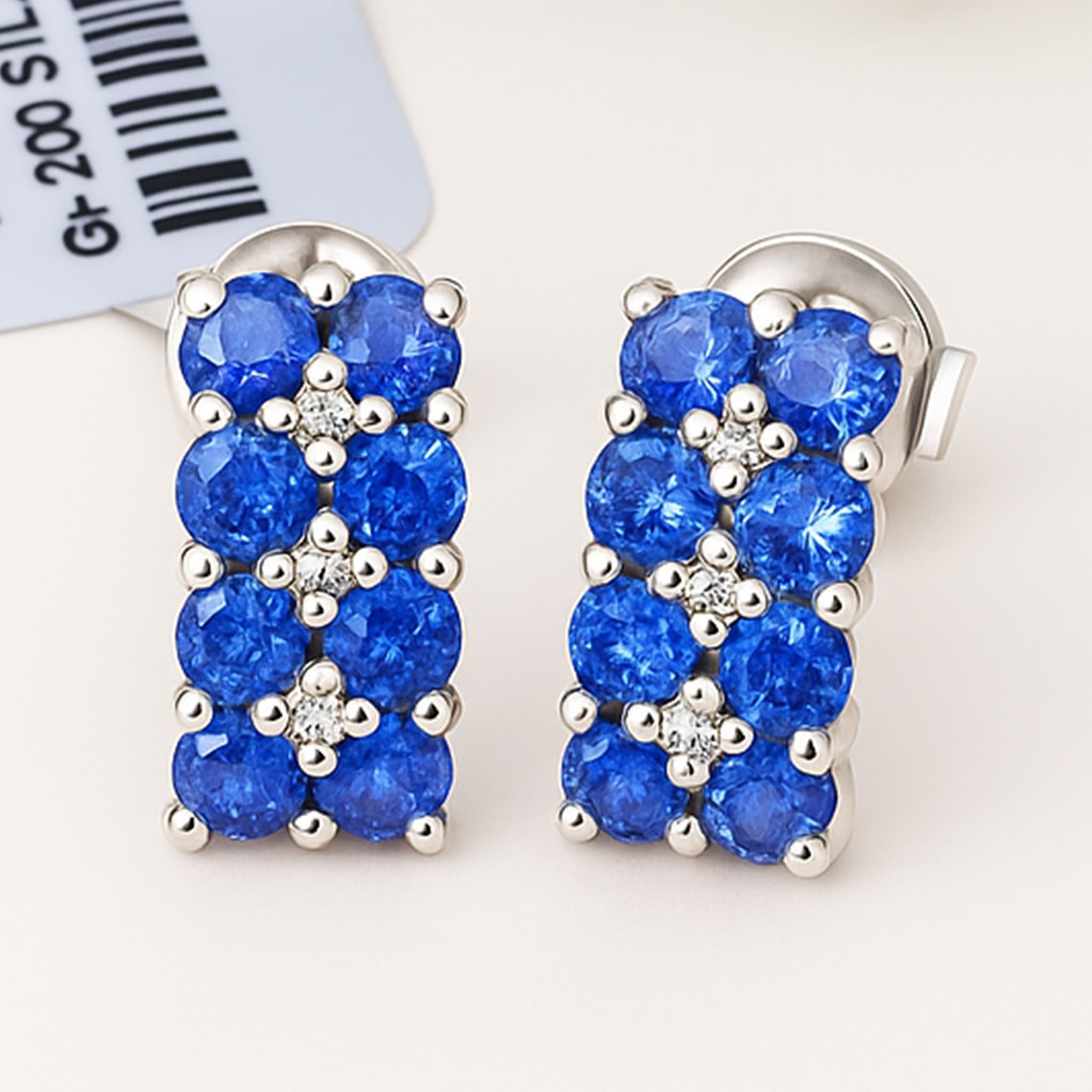 Blue Sapphire Cluster Stud Earrings