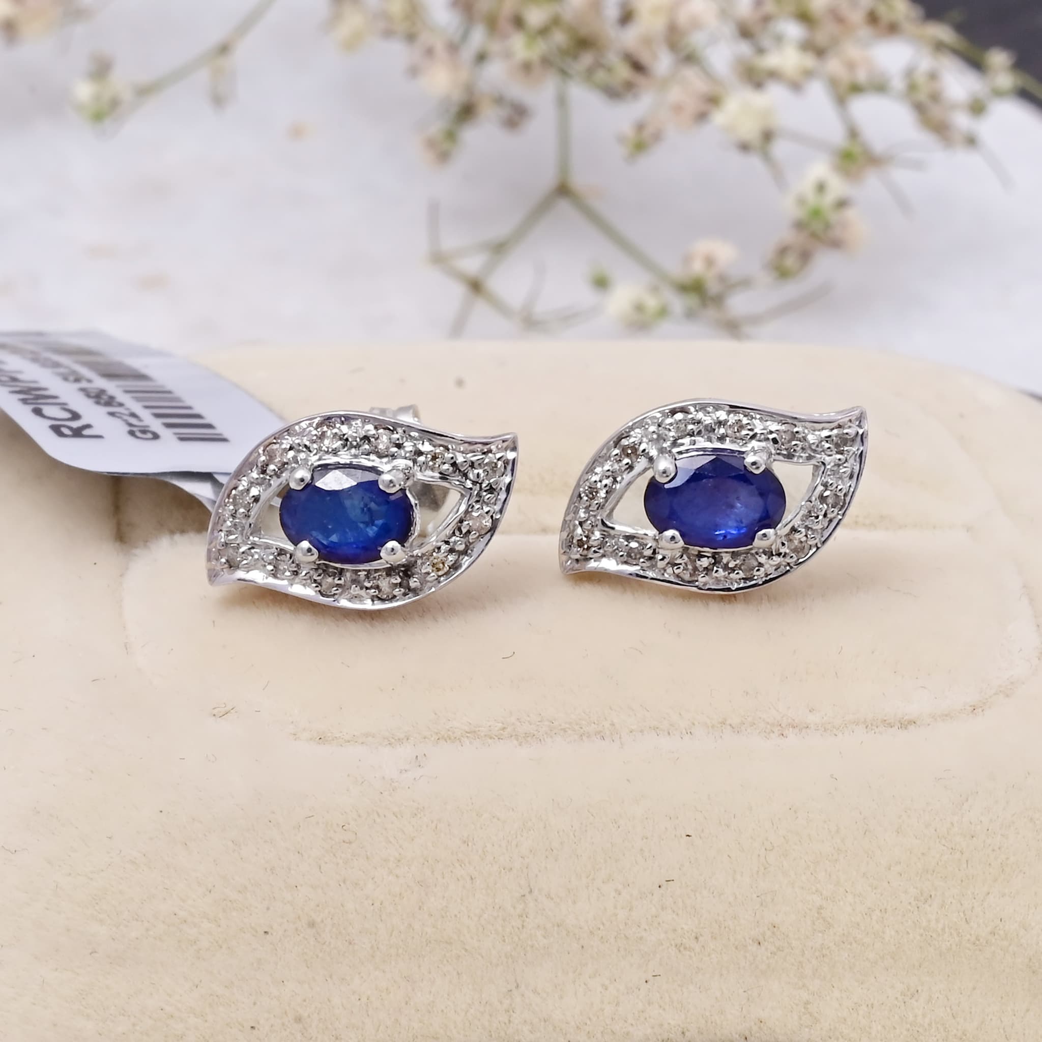 Evil Eye Sapphire Diamond Stud Earrings alternate view