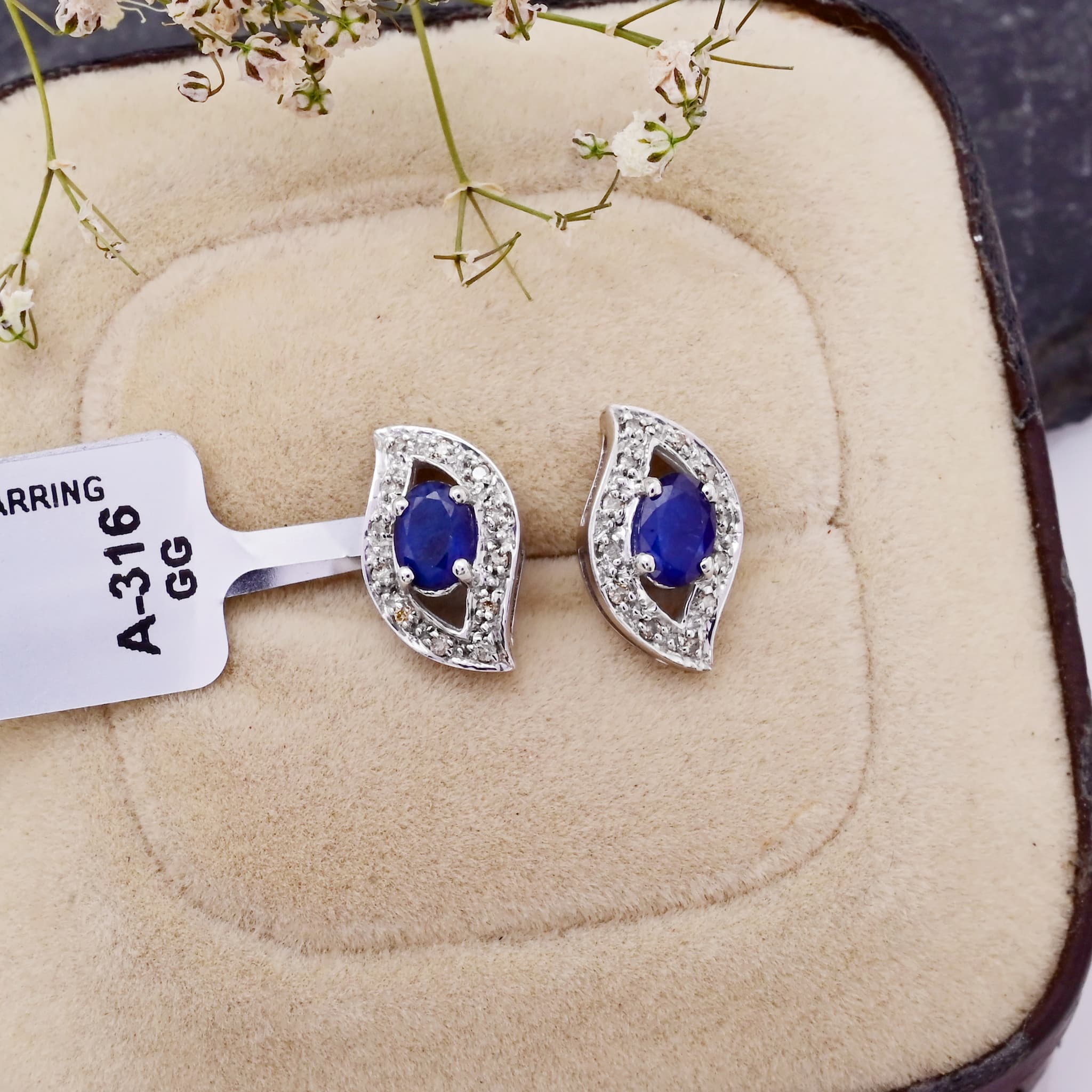 Evil Eye Sapphire Diamond Stud Earrings