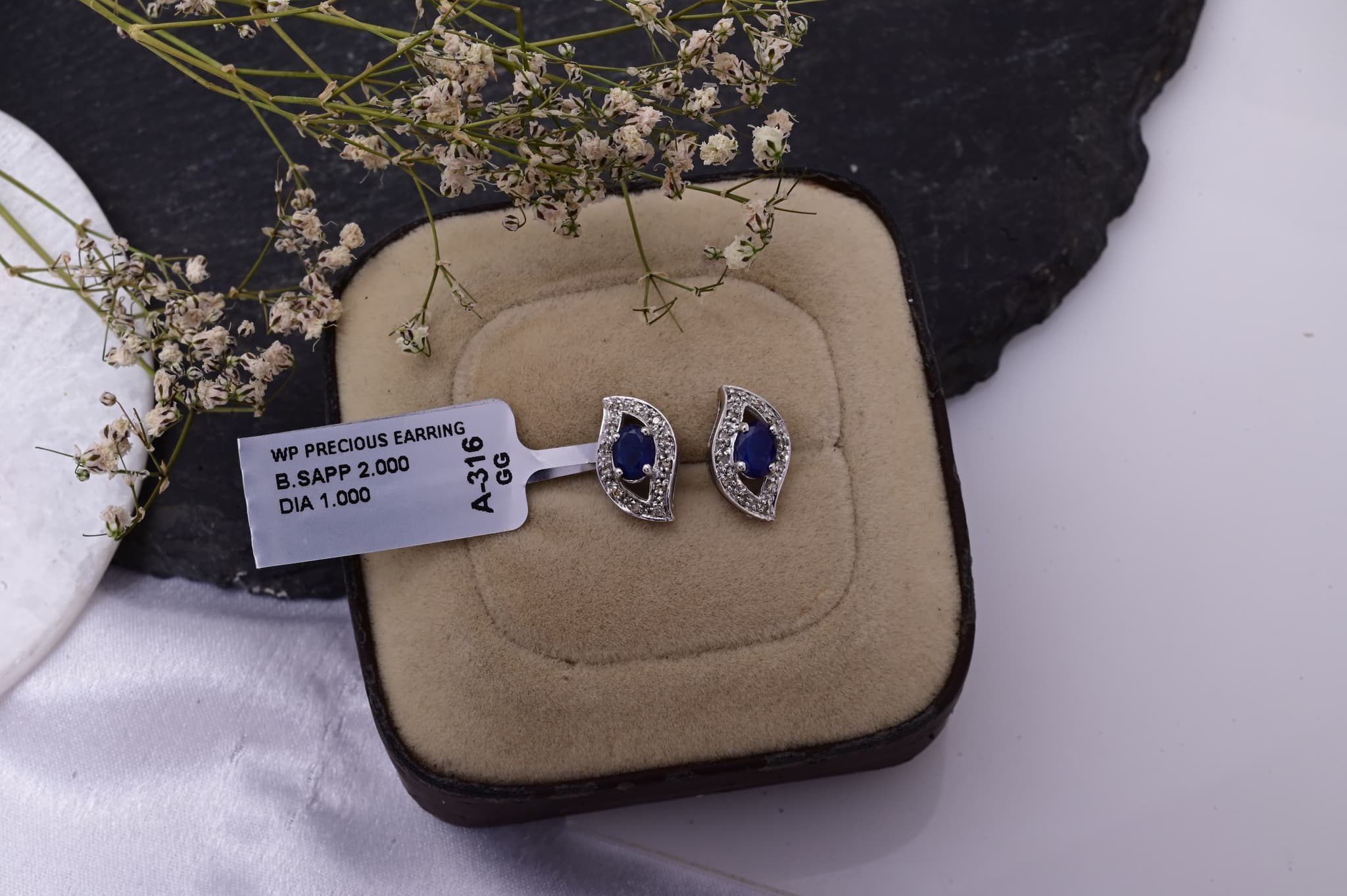 Evil Eye Sapphire Diamond Stud Earrings