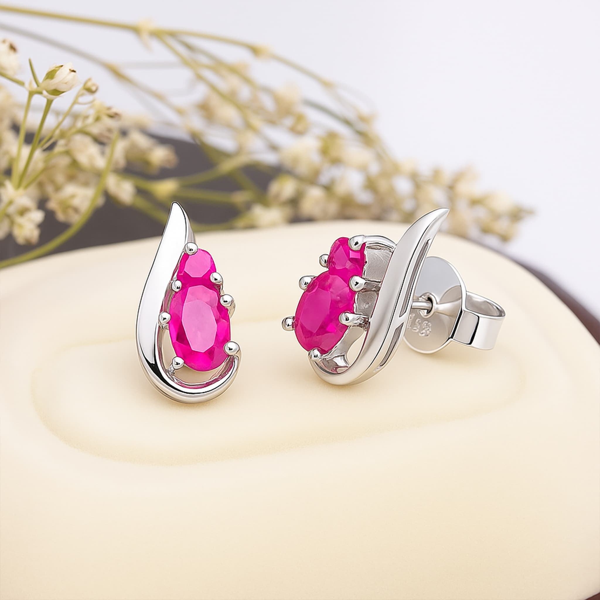 Ruby Teardrop Stud Earrings