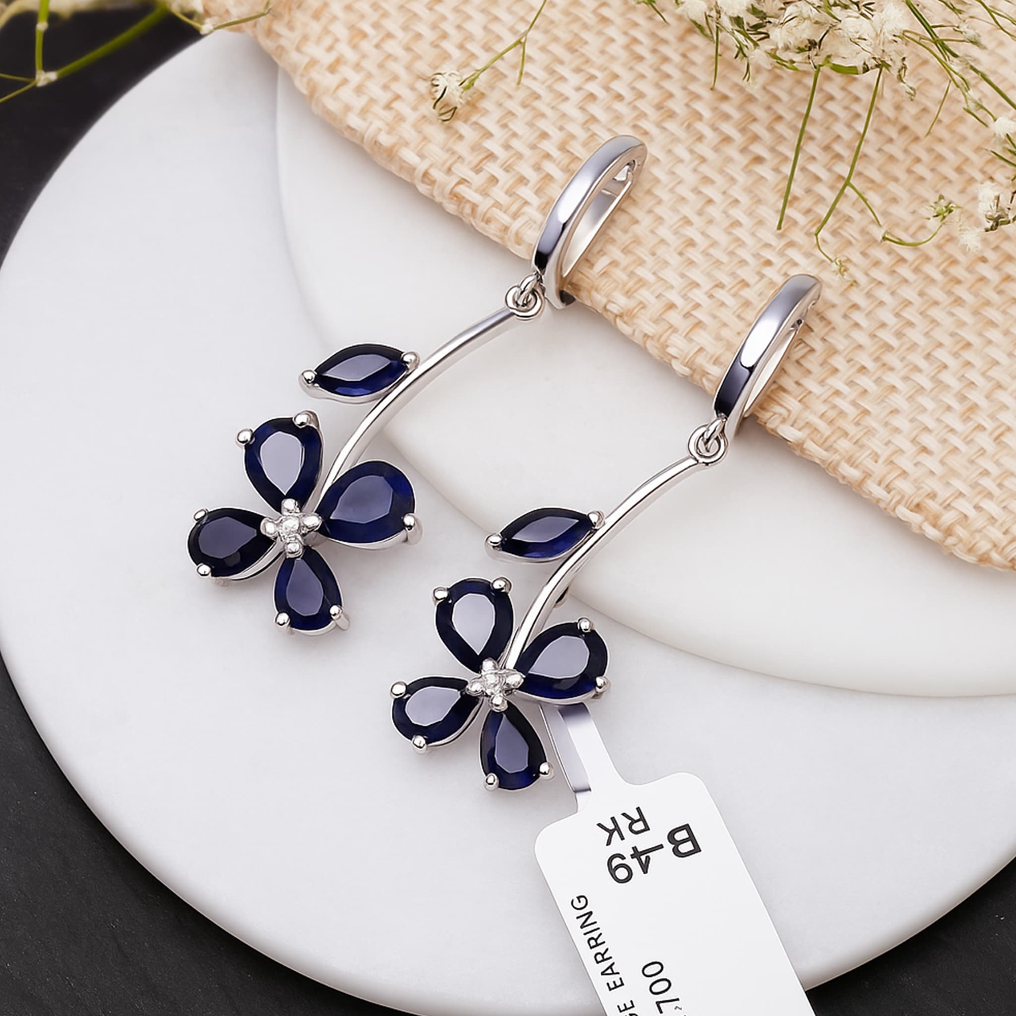 Sapphire Blossom Drop Earrings