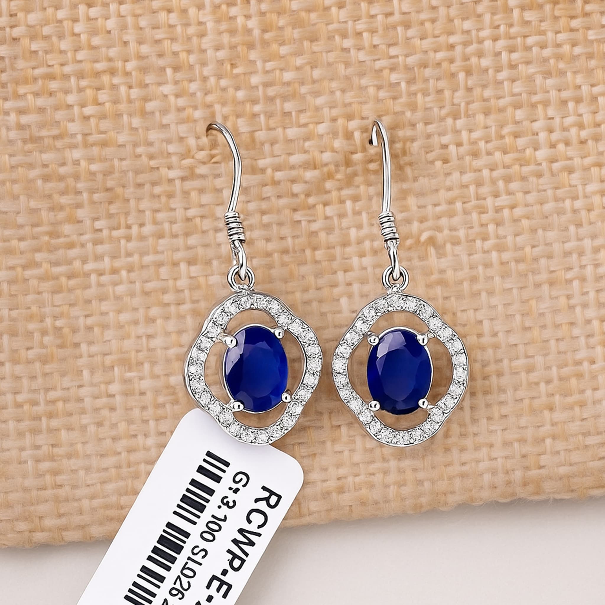 Halo Sapphire Hook Earrings