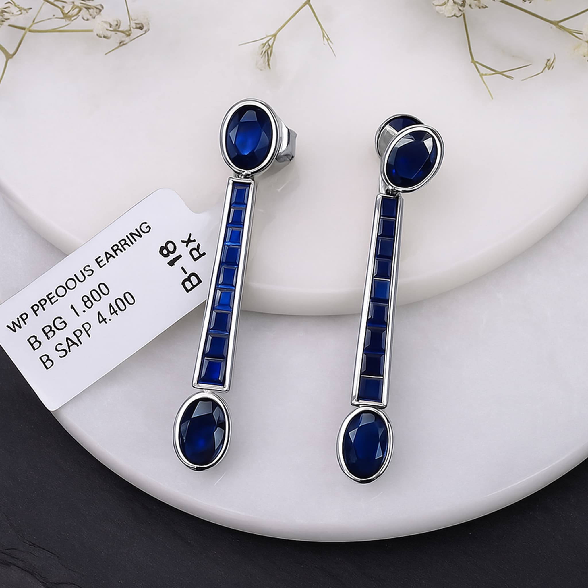 Royal Sapphire Linear Drop Earrings