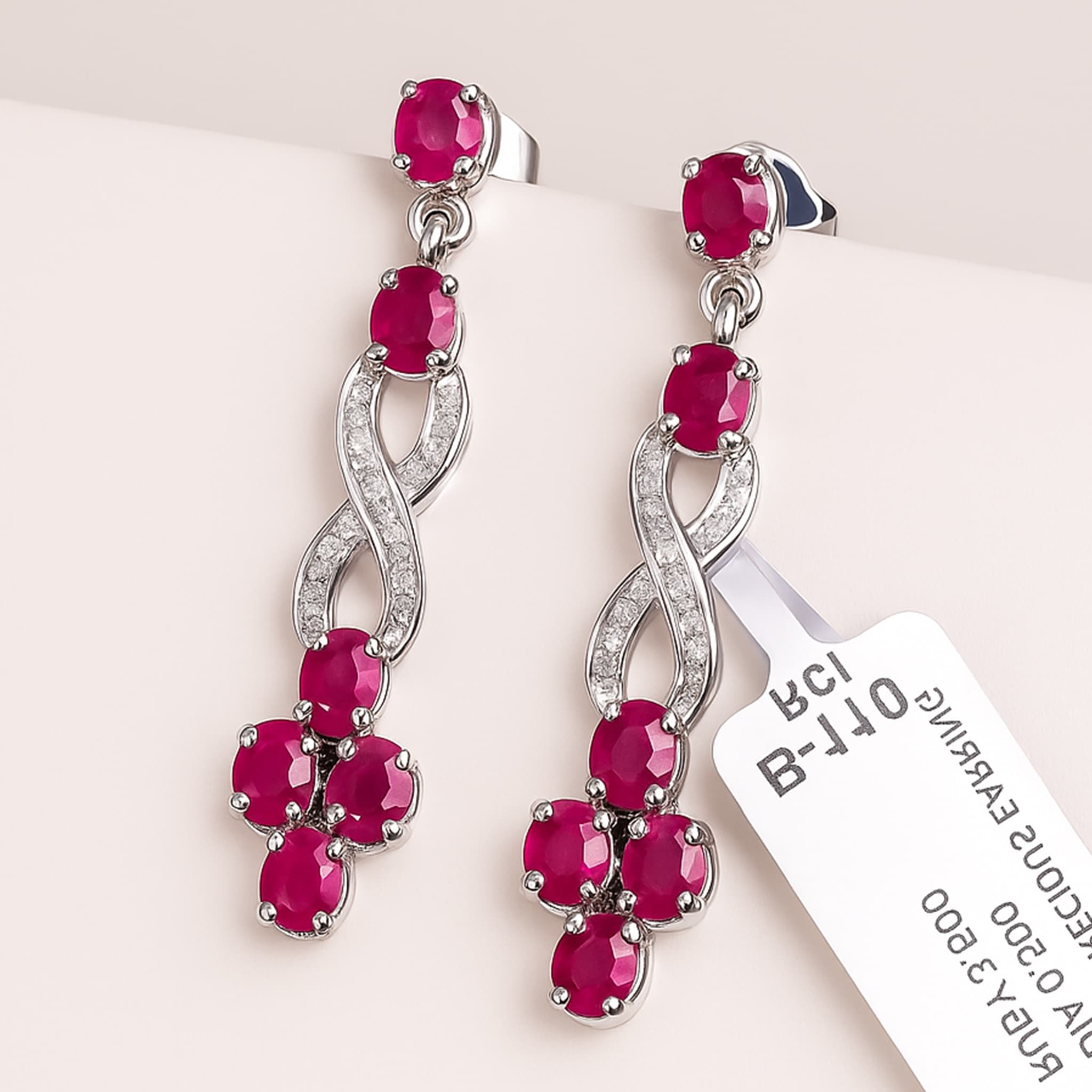 Infinity Ruby Floral Drop Earrings