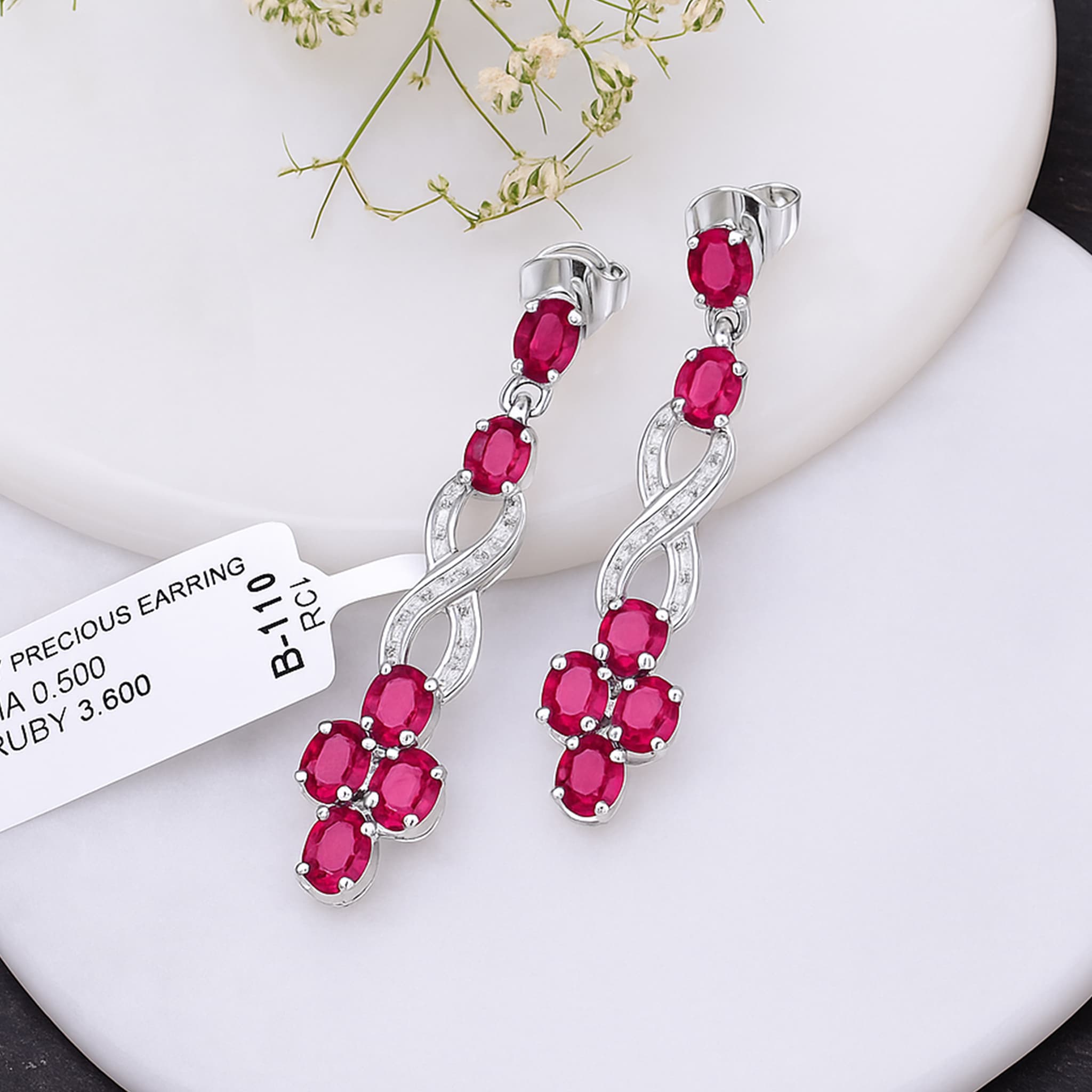 Infinity Ruby Floral Drop Earrings alternate view