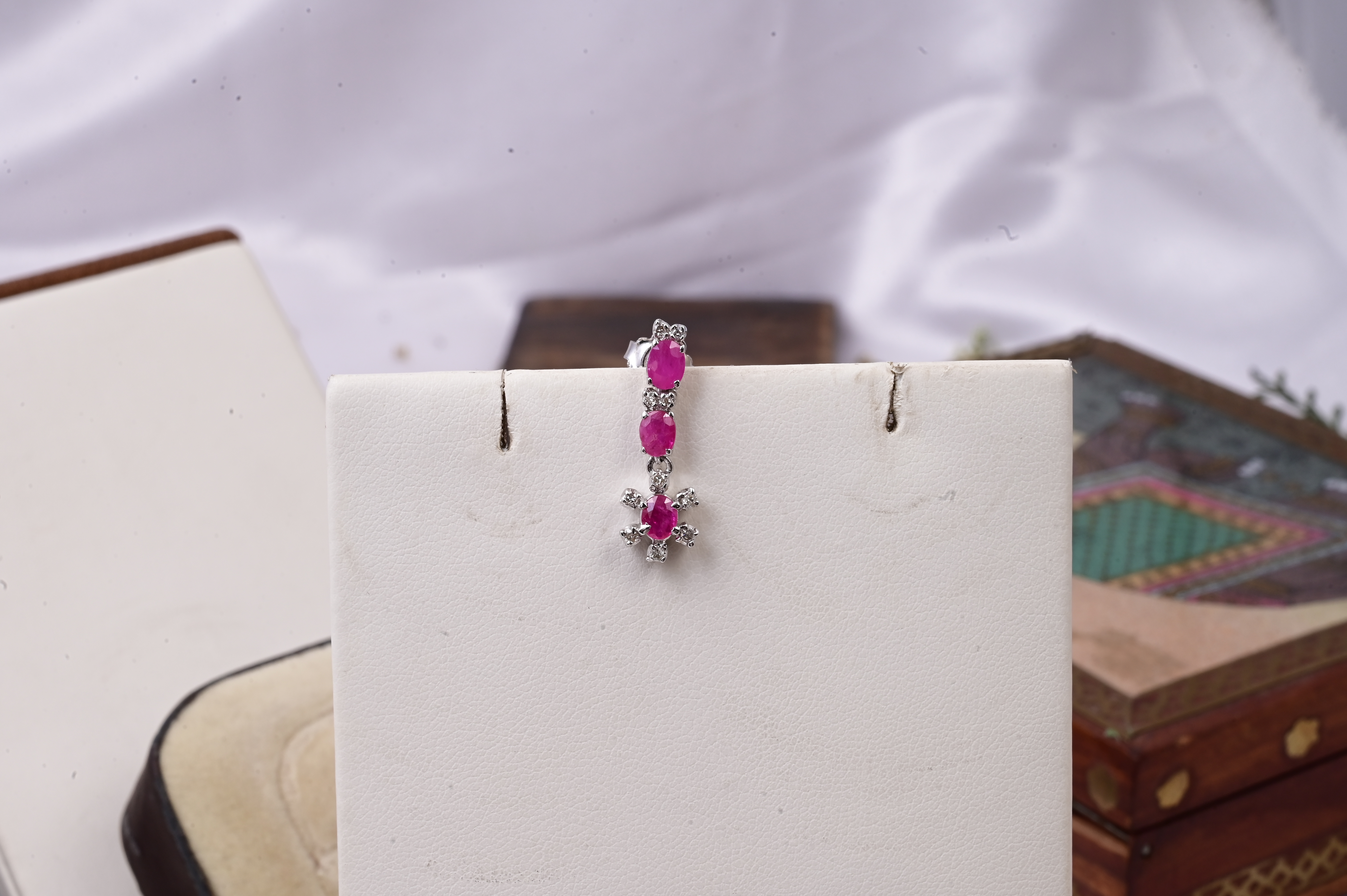 Ruby Blossom Diamond Accent Earrings