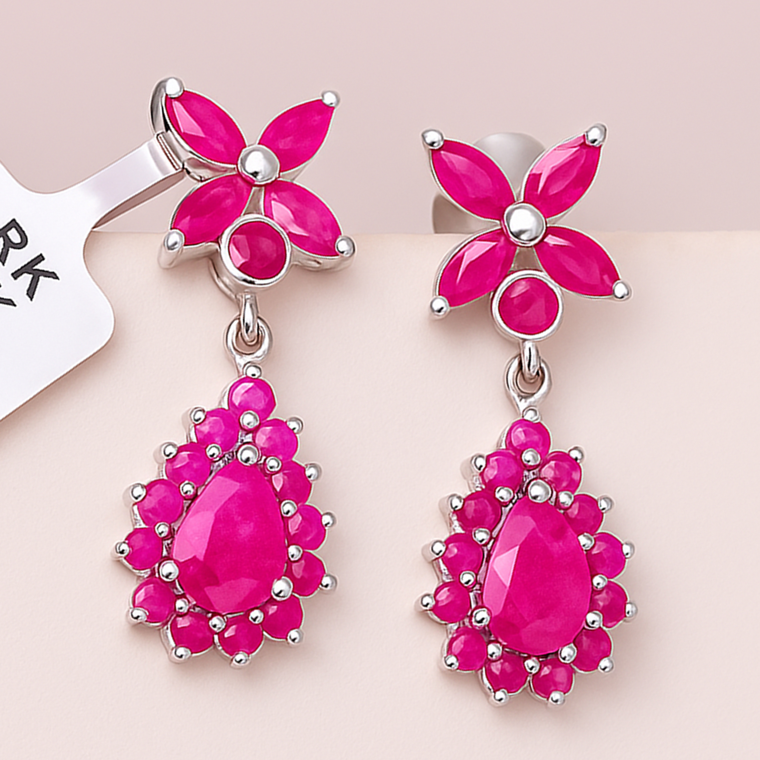 Ruby Floral Drop Earrings