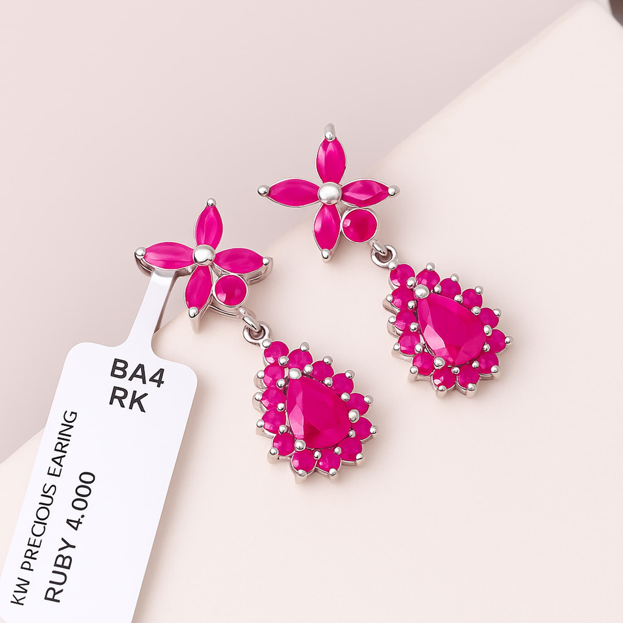 Ruby Floral Drop Earrings alternate view