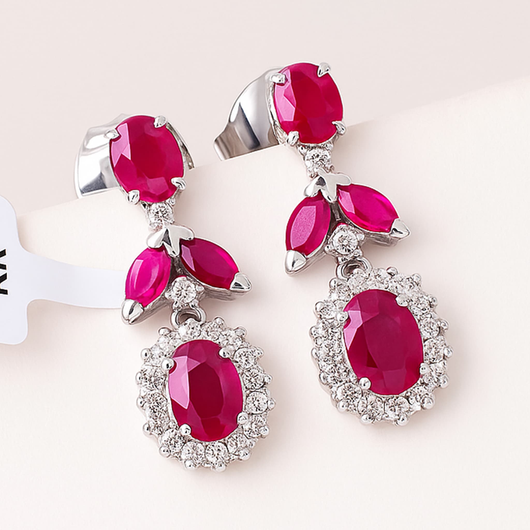 Ruby Halo Floral Drop Earrings