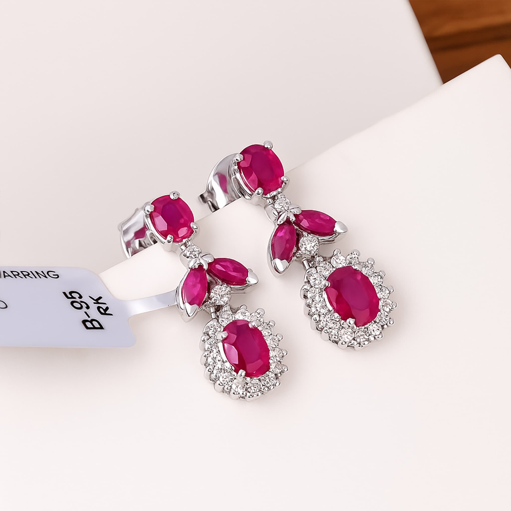 Ruby Halo Floral Drop Earrings