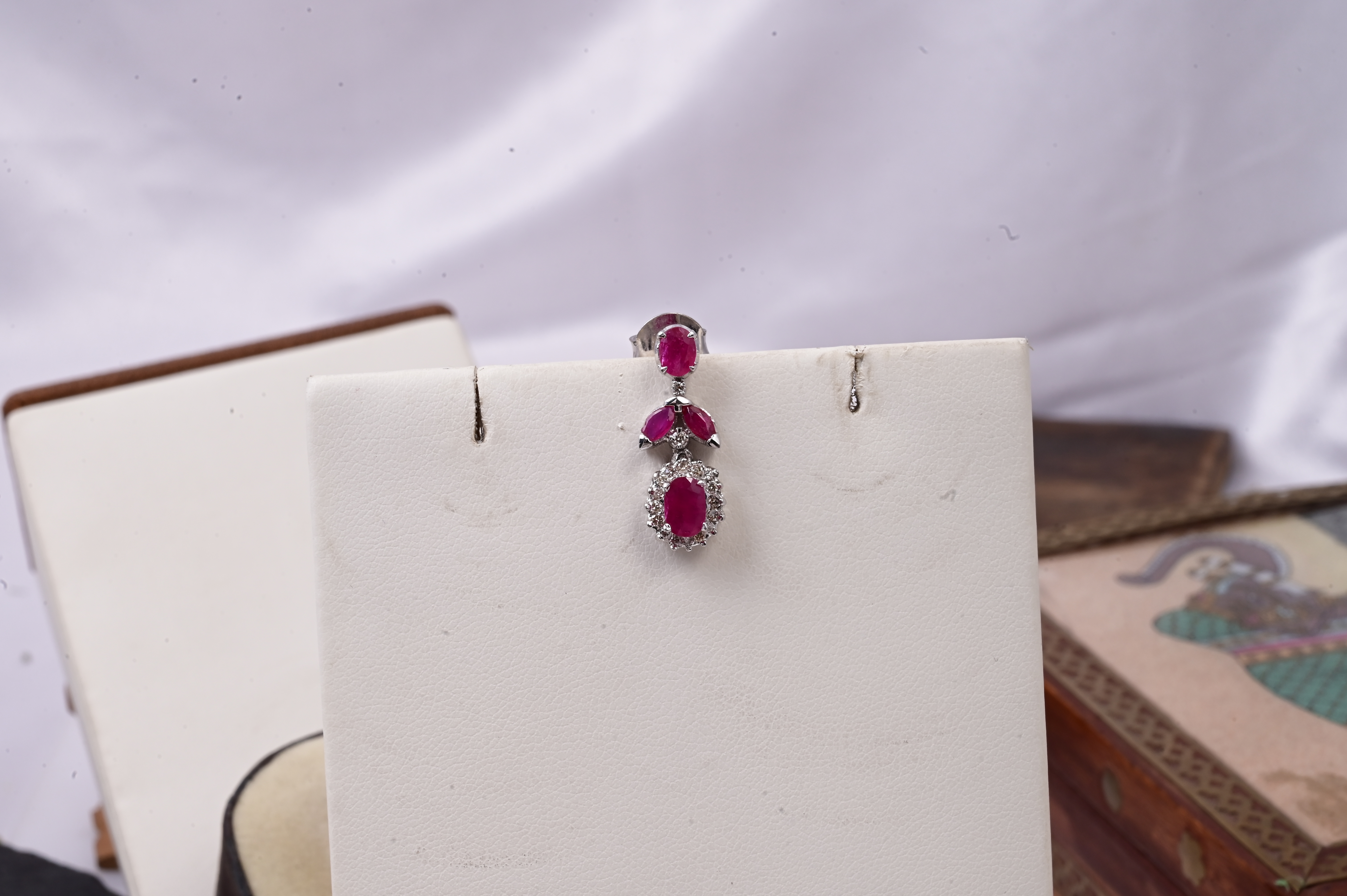 Ruby Halo Floral Drop Earrings