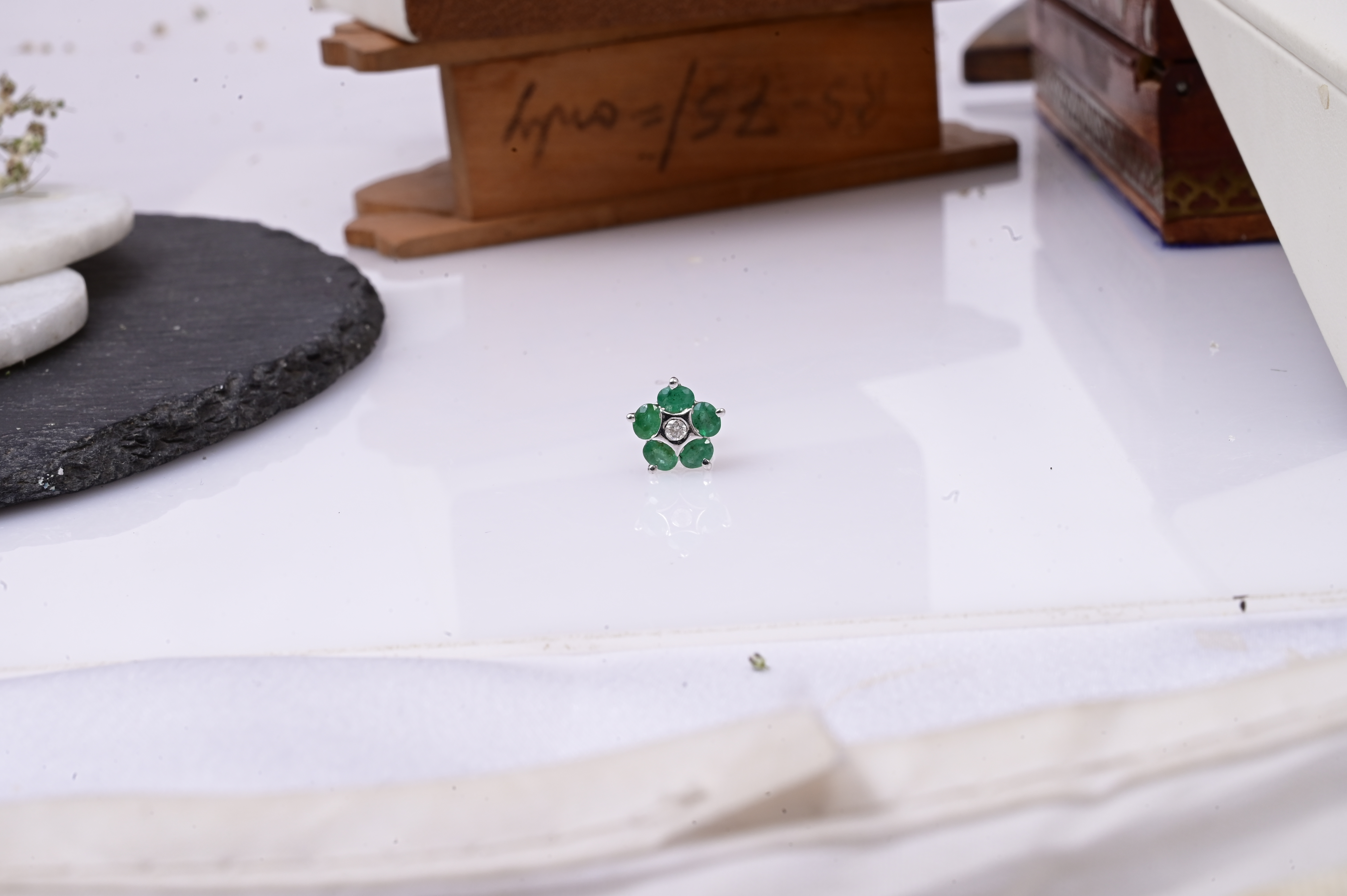 Emerald Floral Stud Earrings