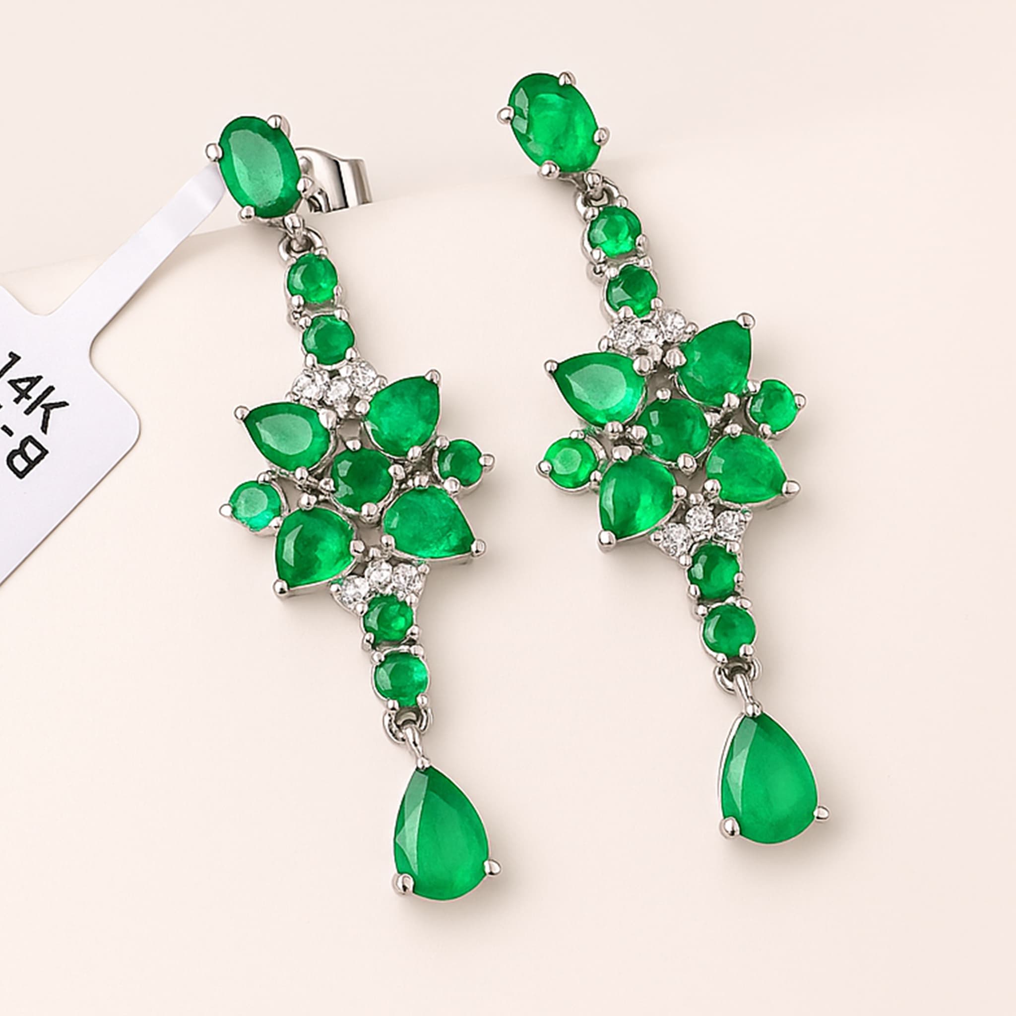Emerald Floral Drop Earrings