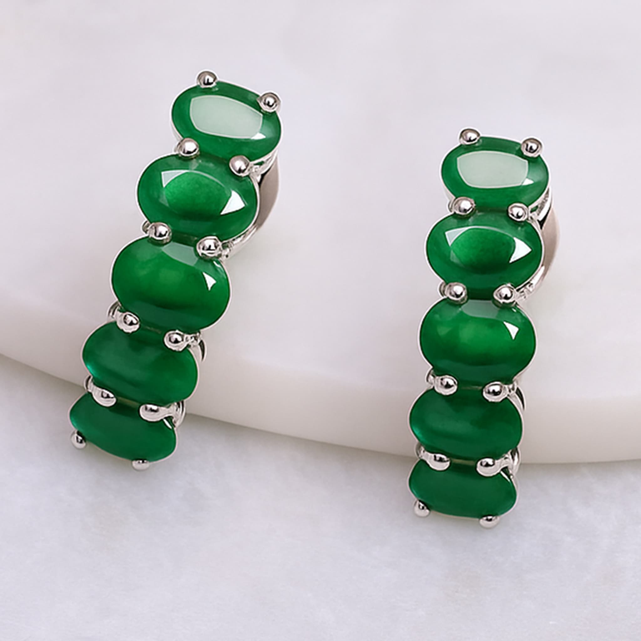 Emerald Hoop Bar Earrings
