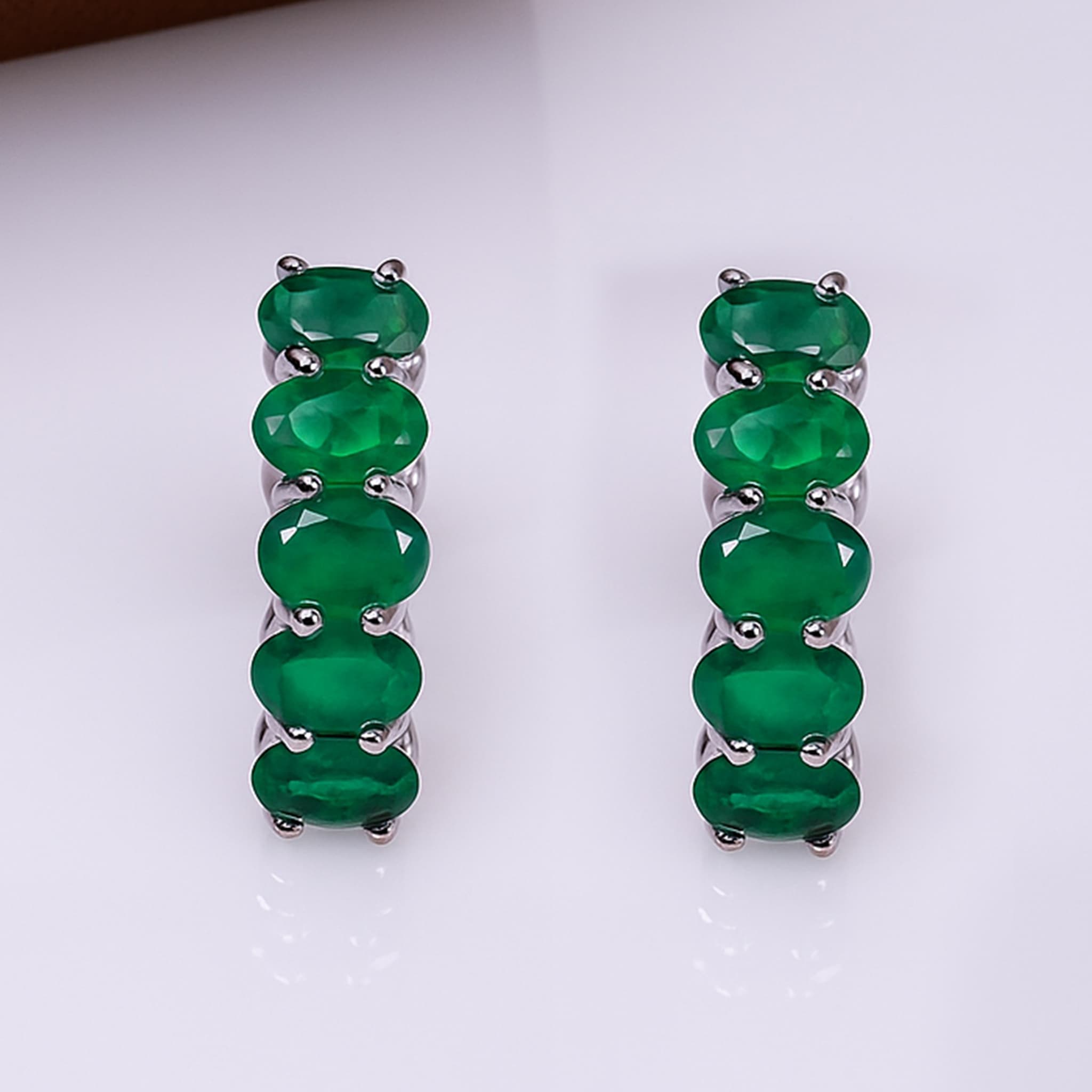 Emerald Hoop Bar Earrings