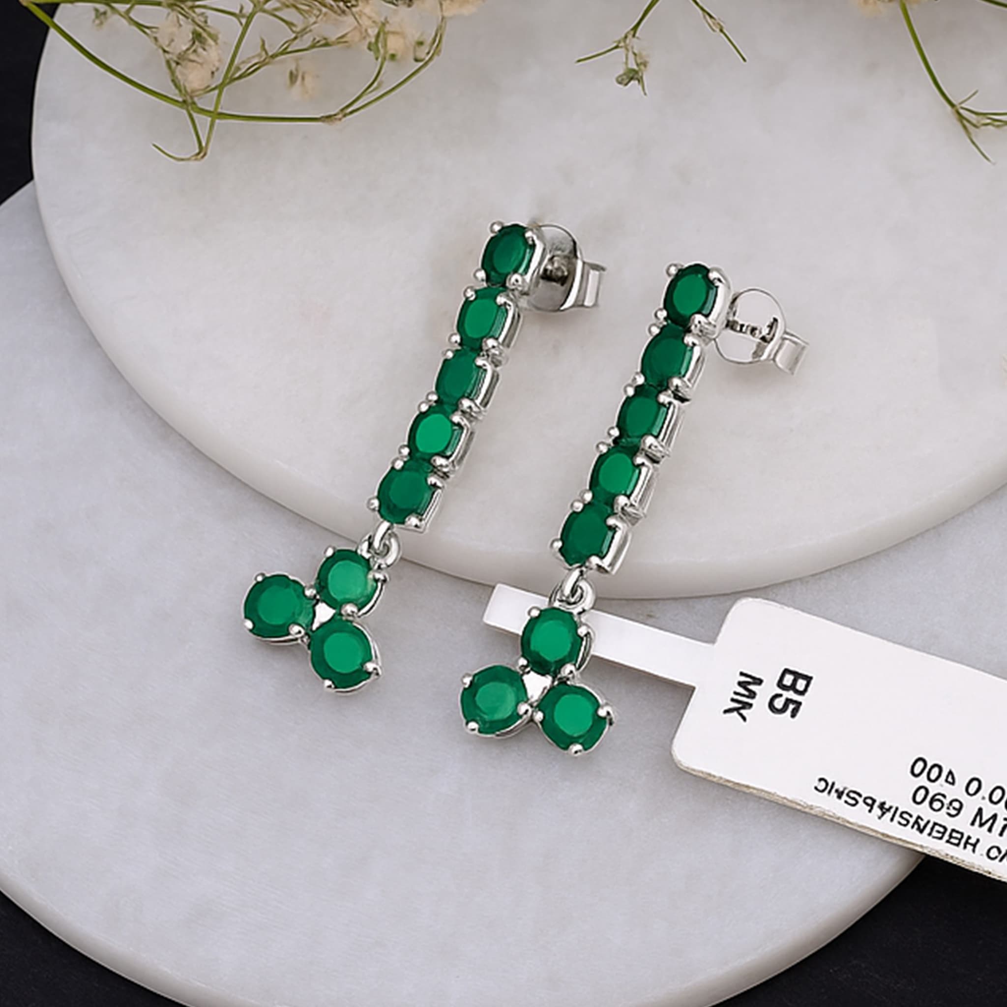 Emerald Floral Drop Earrings