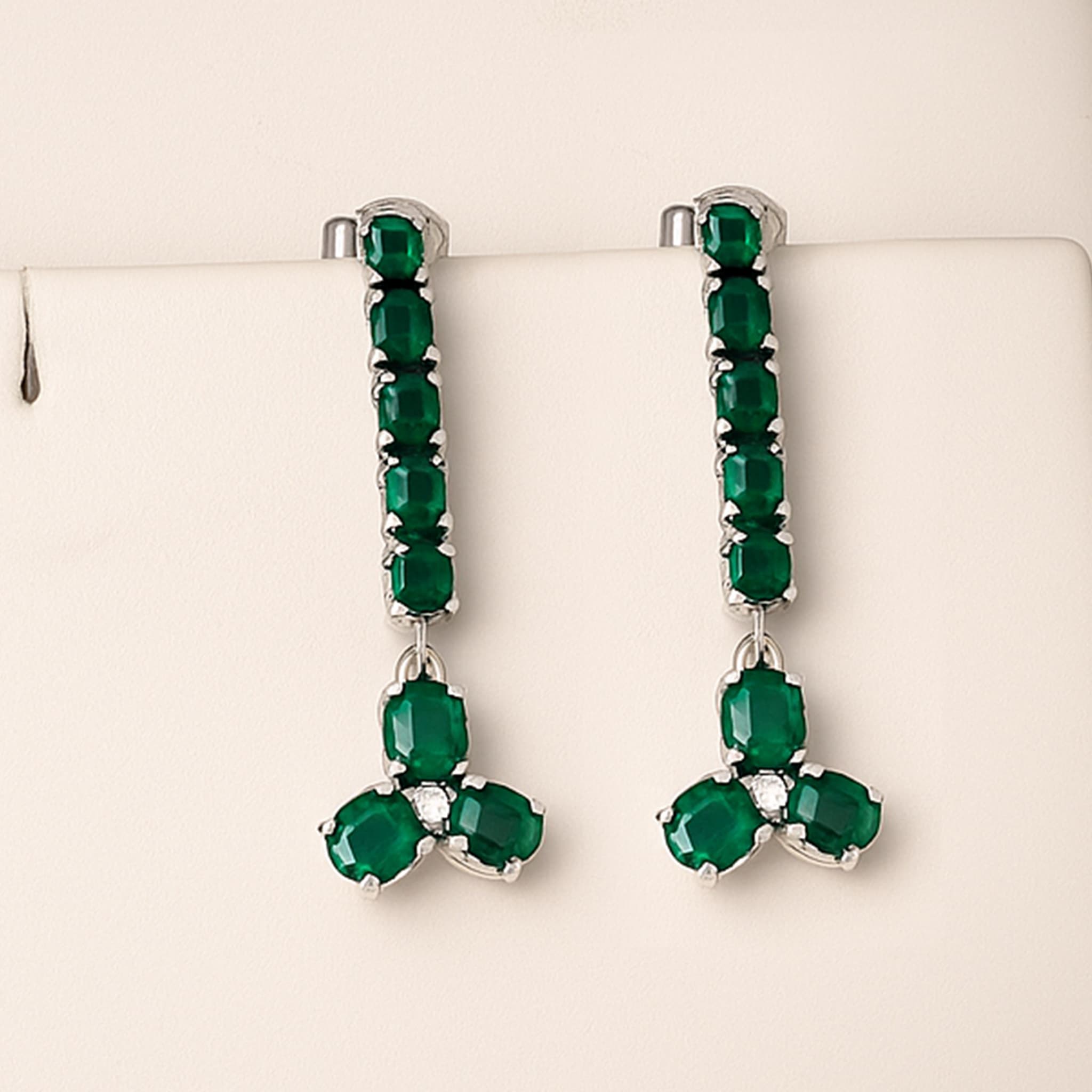 Emerald Floral Drop Earrings