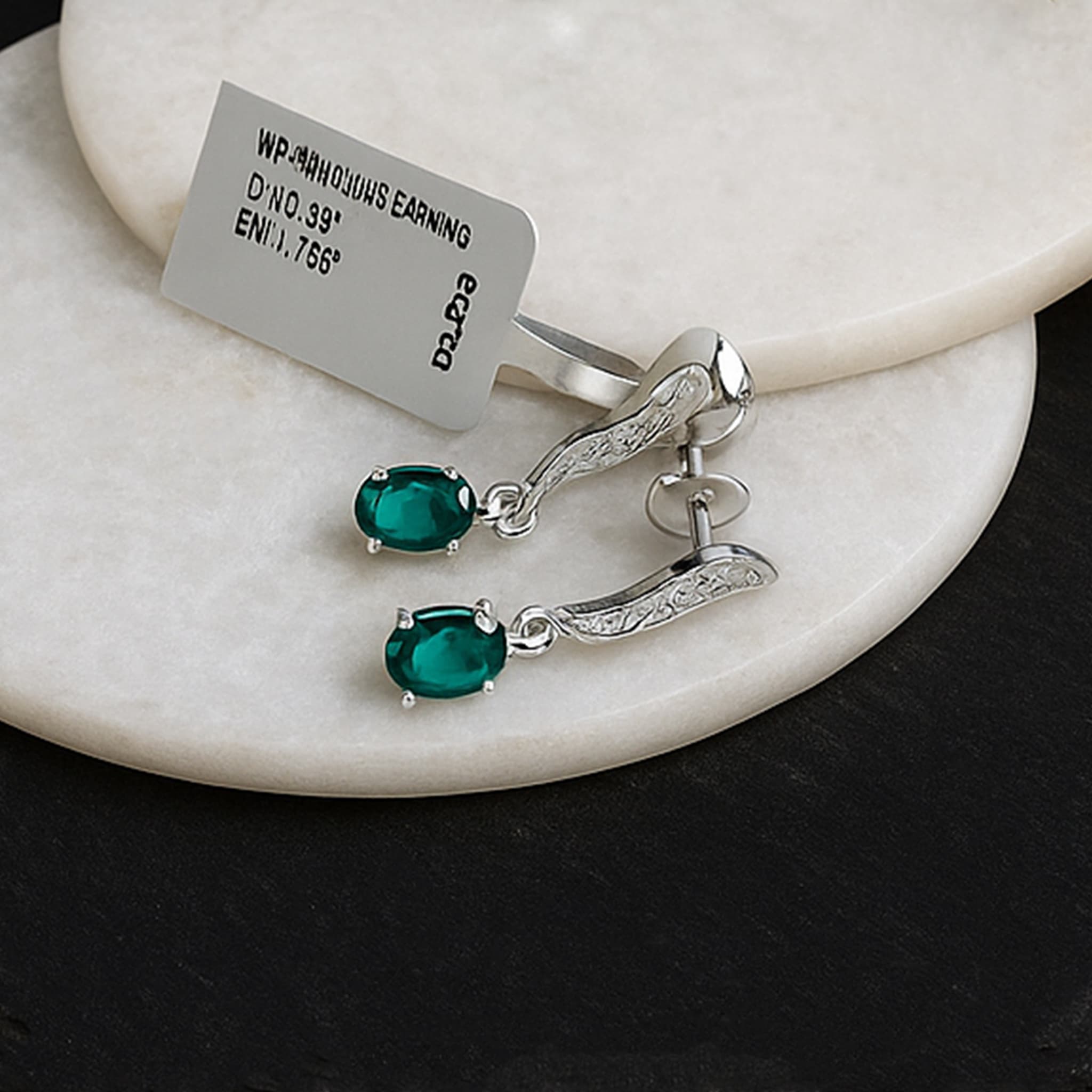 Emerald Diamond Leaf Drop Earrings