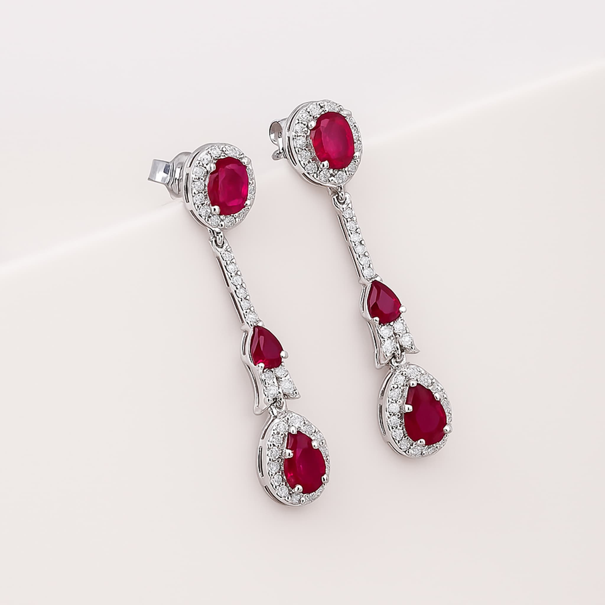 Rosé Royale Ruby Diamond Drop Earrings alternate view