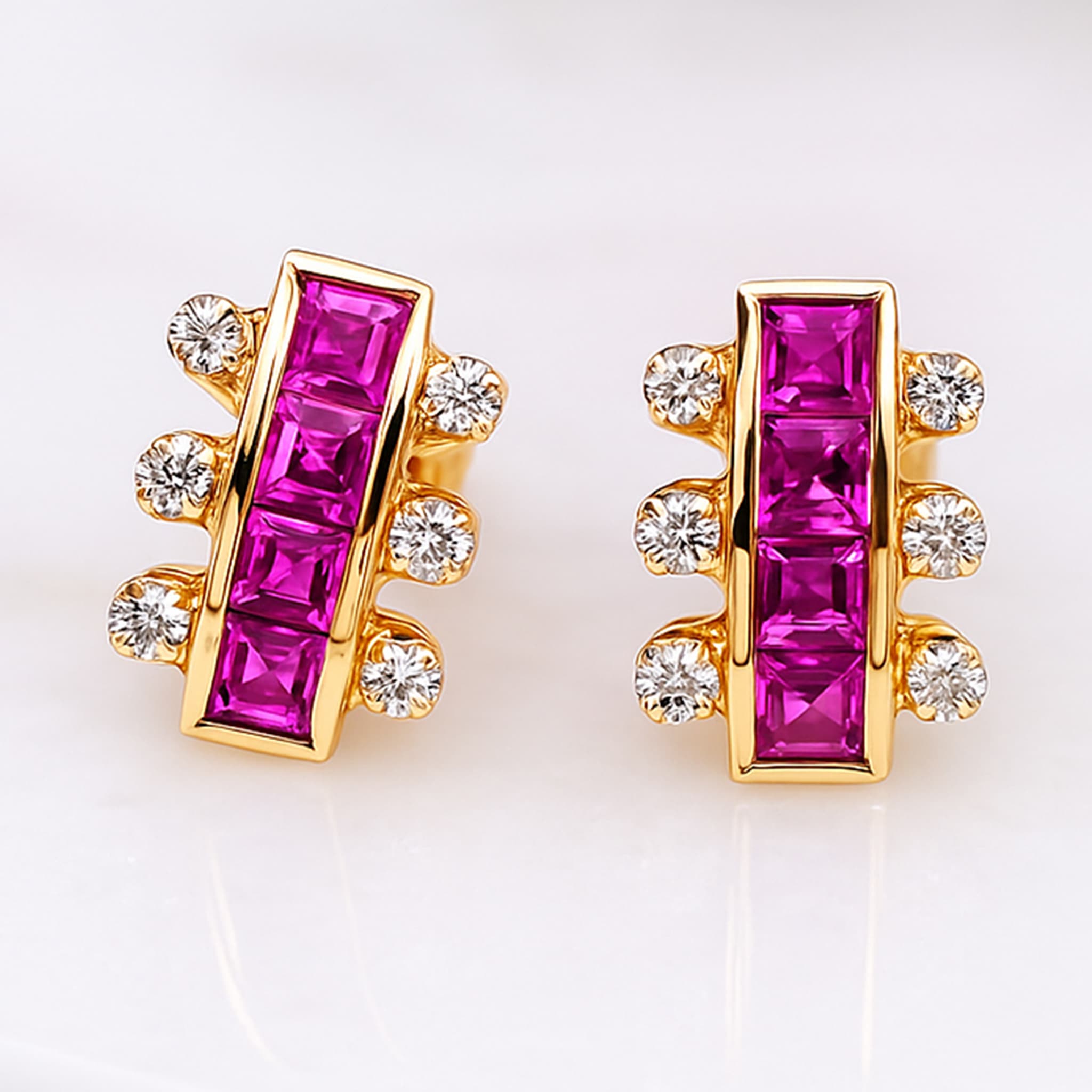 Regalia Ruby Diamond Bar Stud Earrings