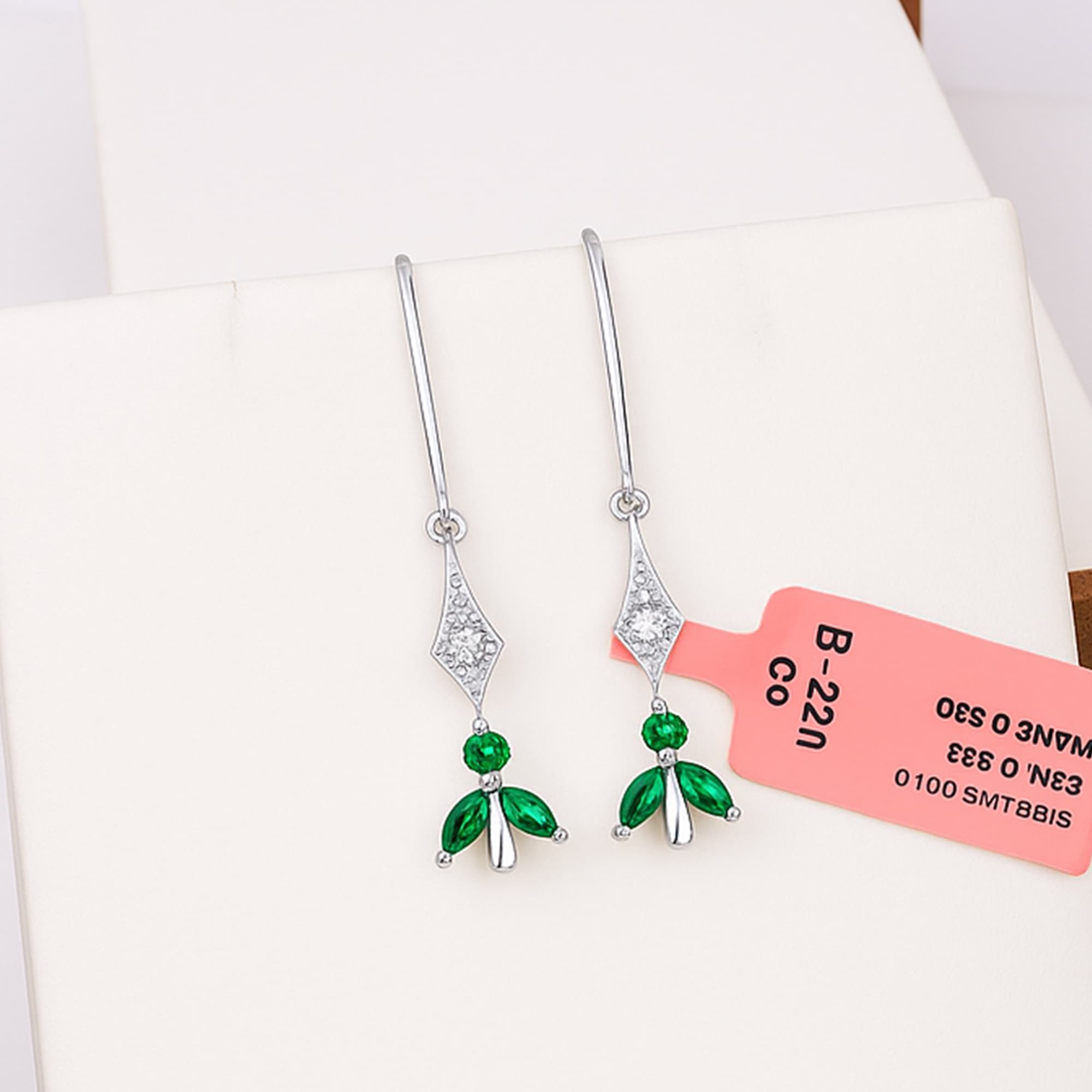 Aurelia Emerald Diamond Threader Drop Earrings alternate view