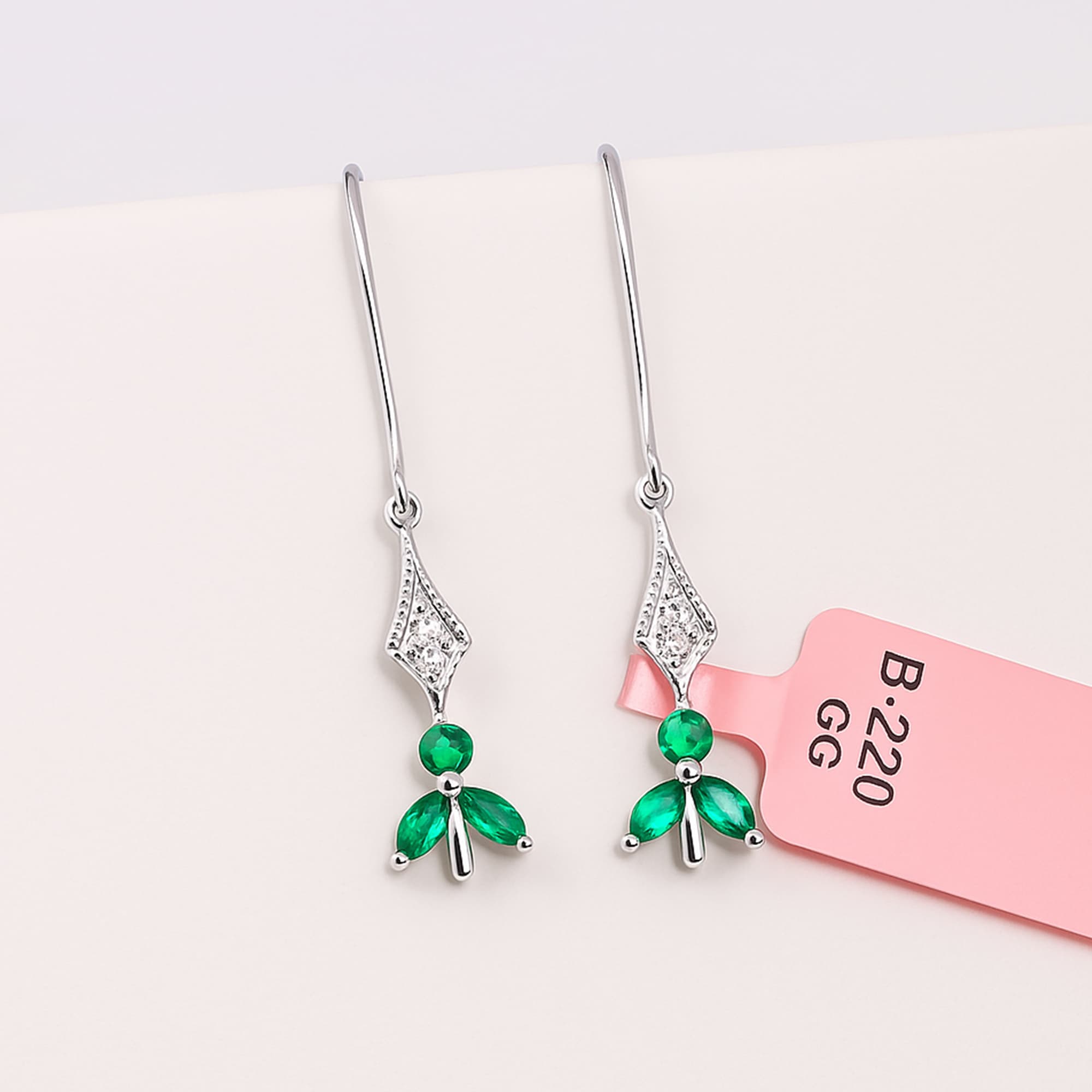 Aurelia Emerald Diamond Threader Drop Earrings