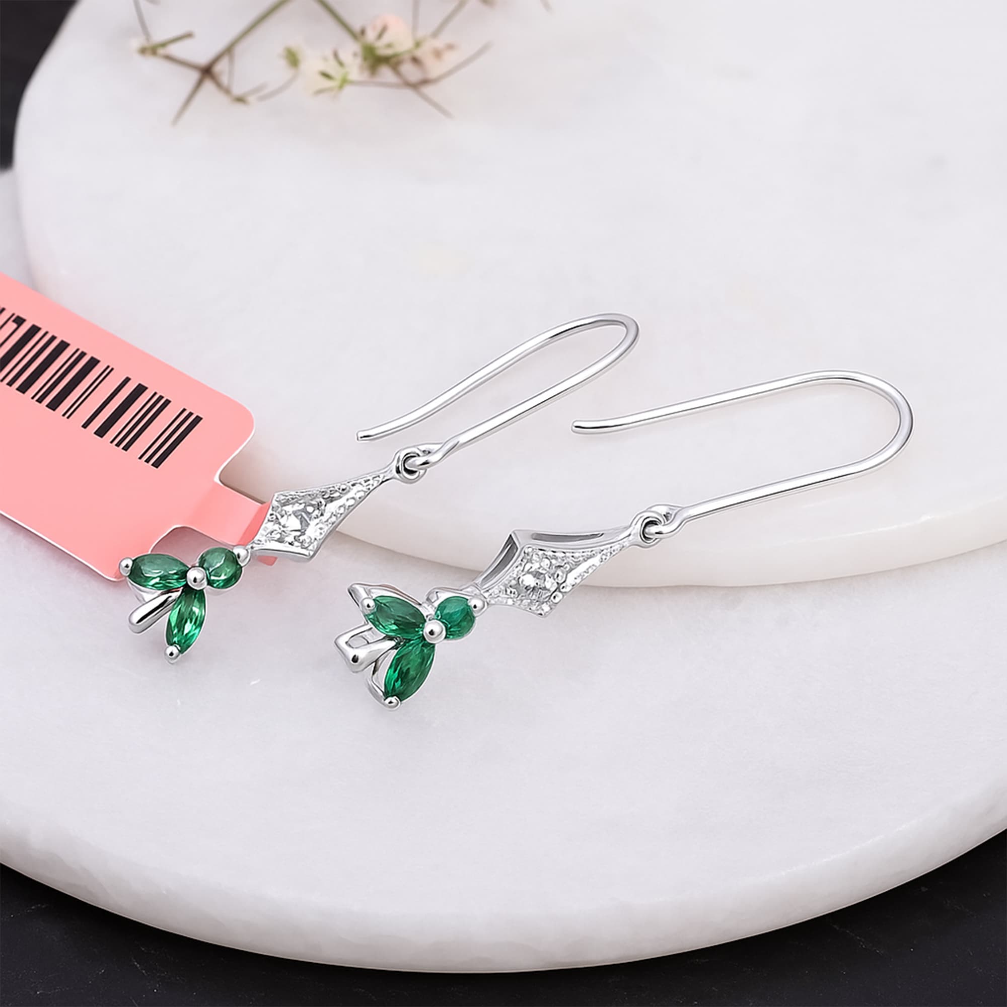 Aurelia Emerald Diamond Threader Drop Earrings