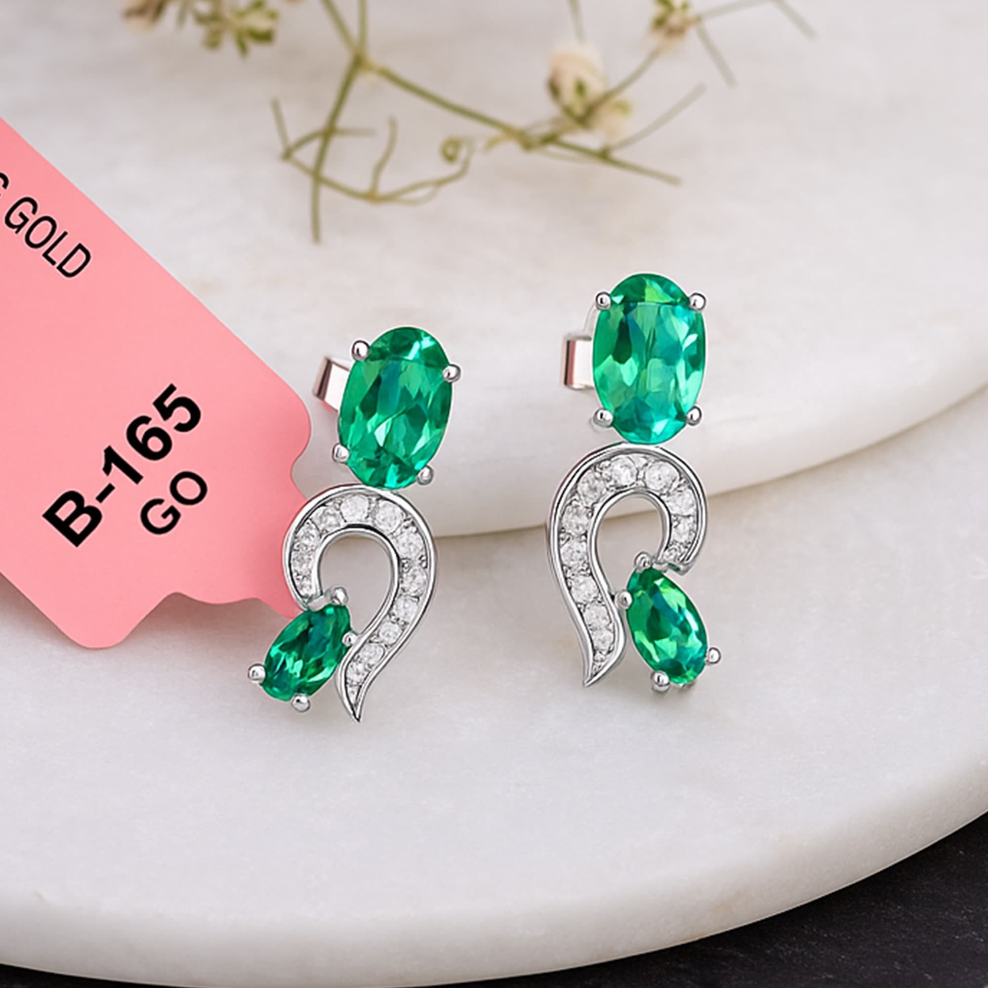 Seraphine Emerald Diamond Drop Earrings