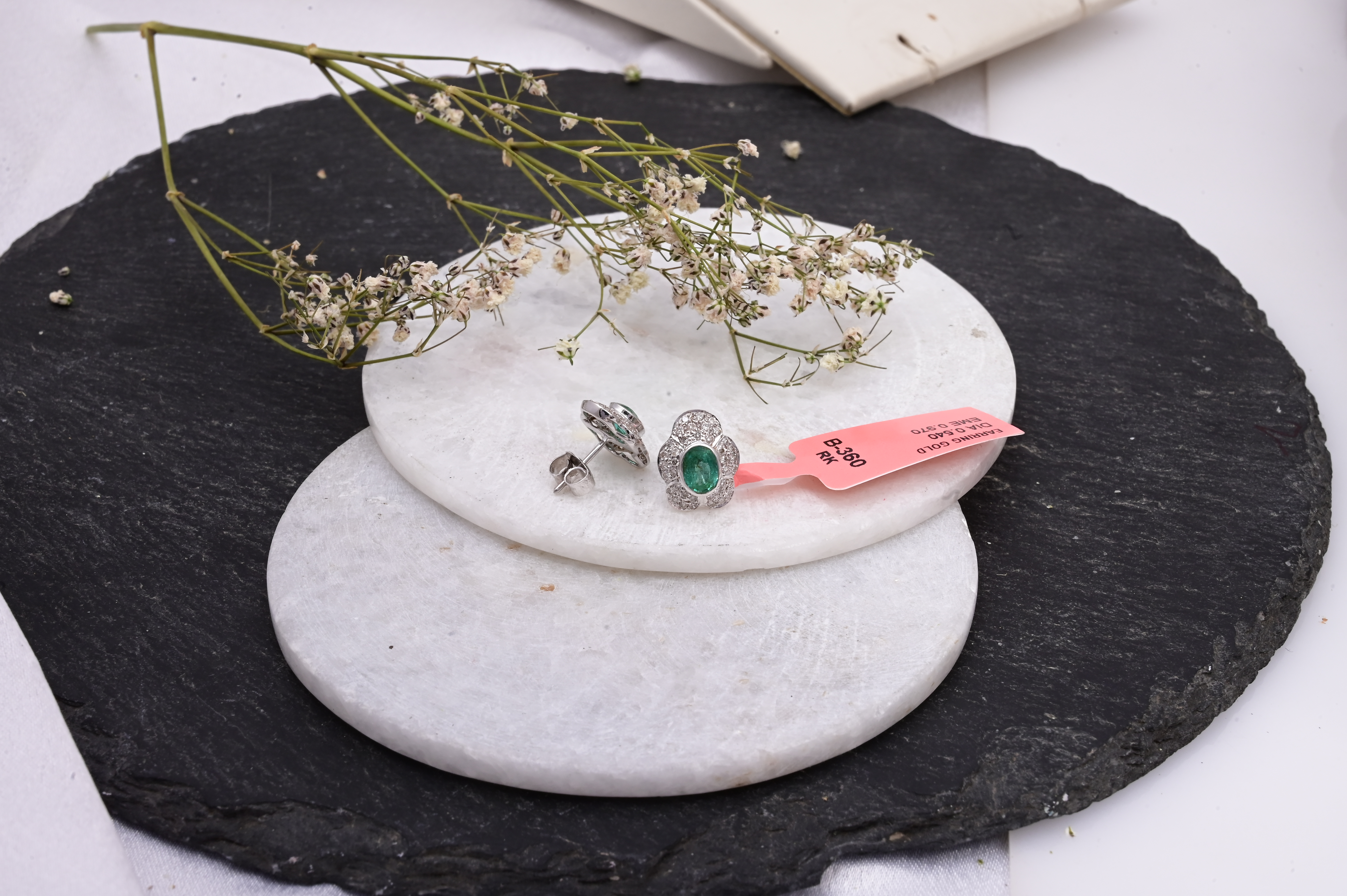Emerald Blossom Diamond Stud Earrings