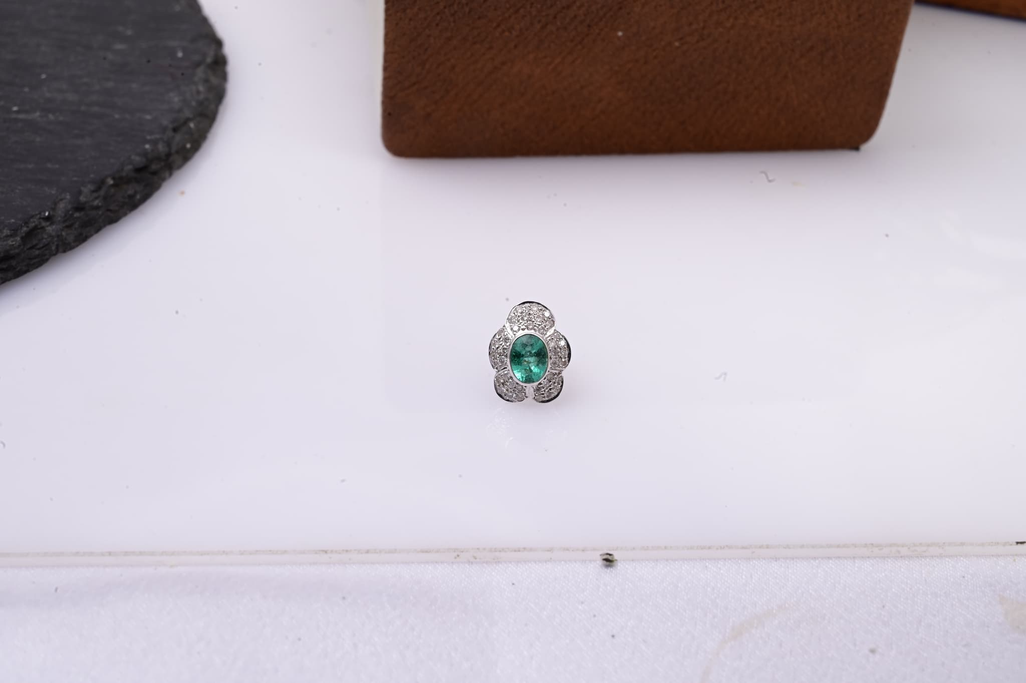 Emerald Blossom Diamond Stud Earrings
