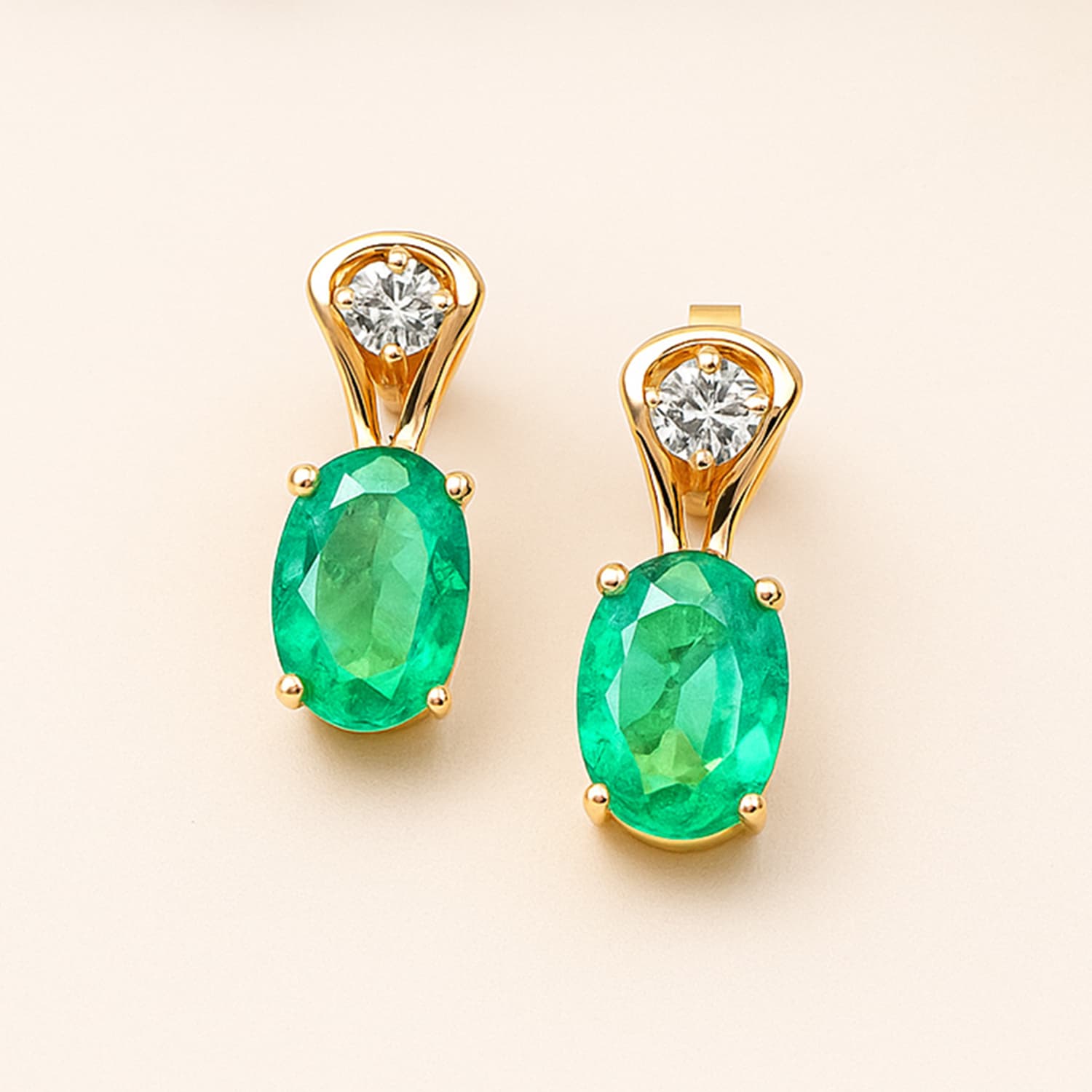 Royal Emerald Diamond Drop Stud Earrings