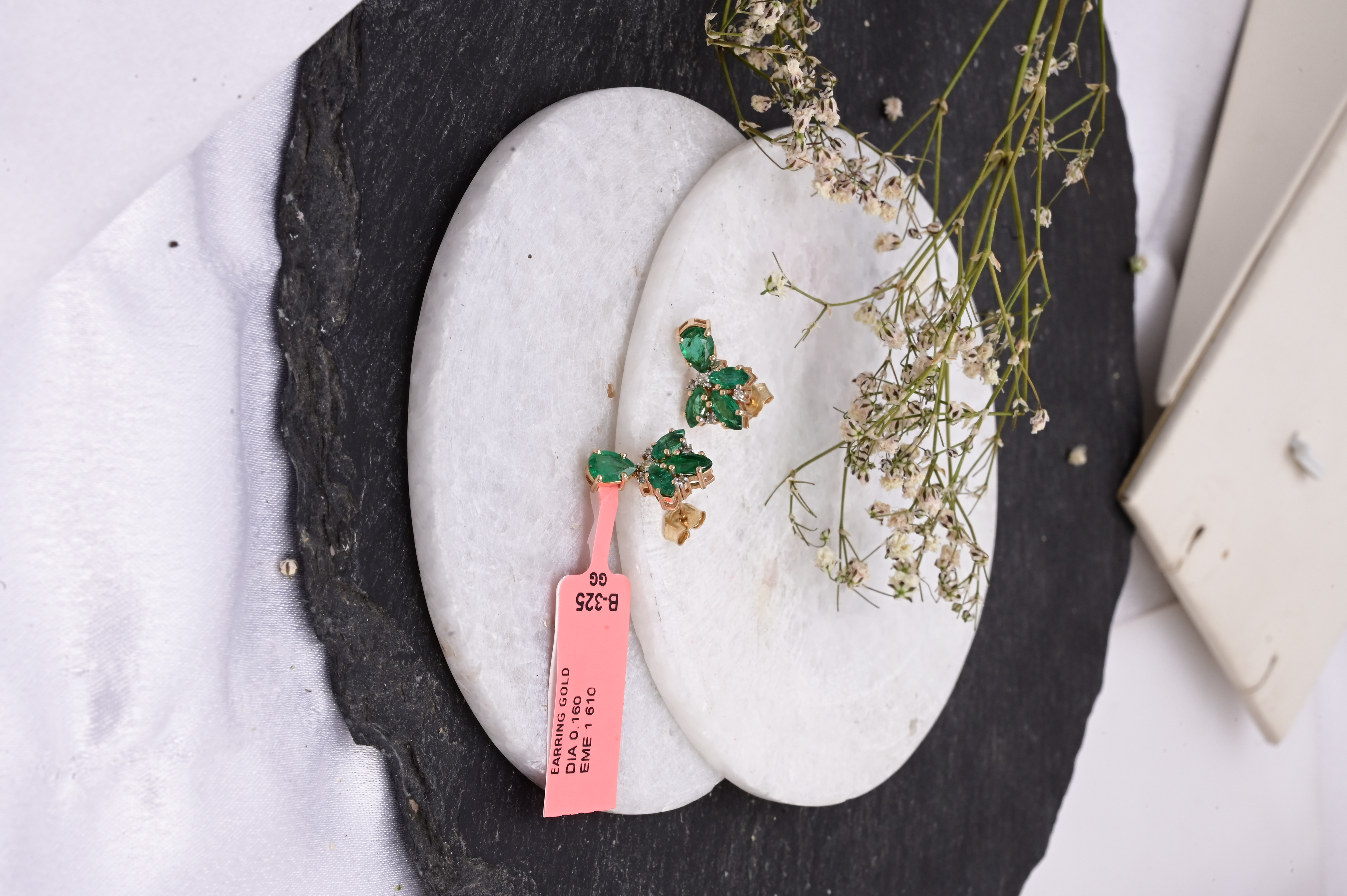 Imperial Emerald Diamond Floral Stud Earrings