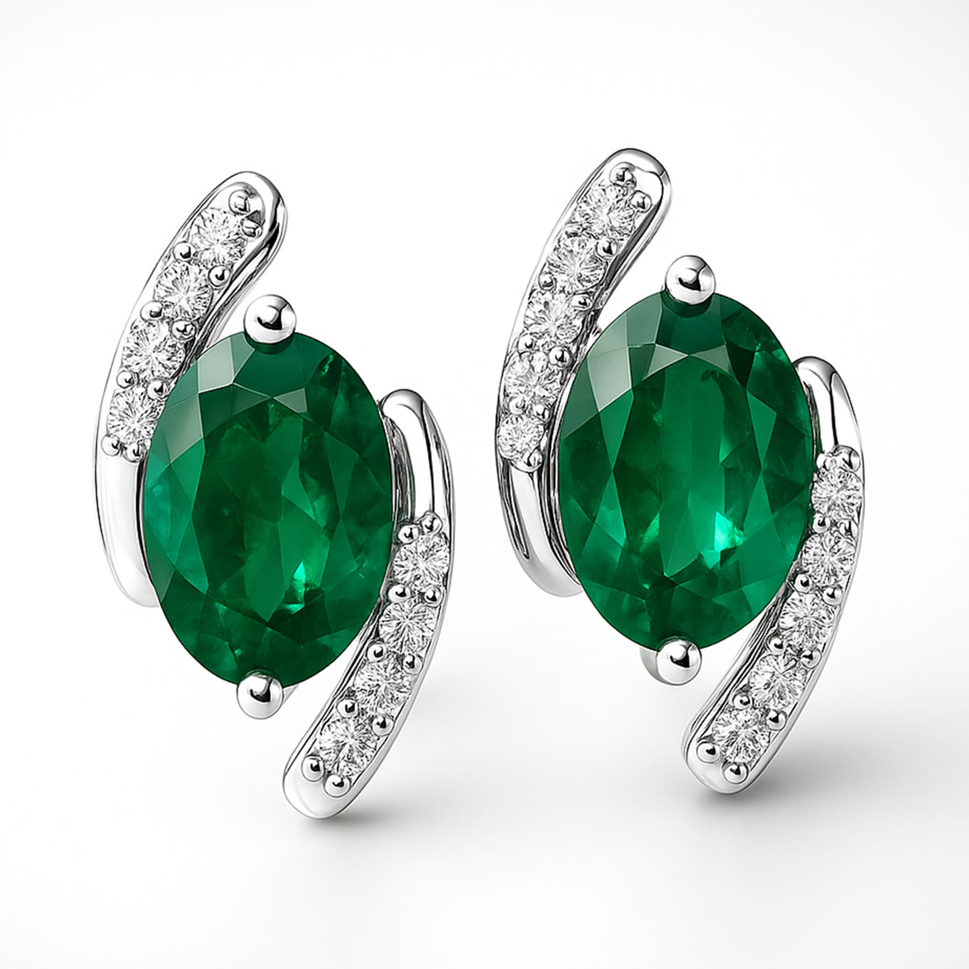 Emerald Aura Diamond Stud Earrings