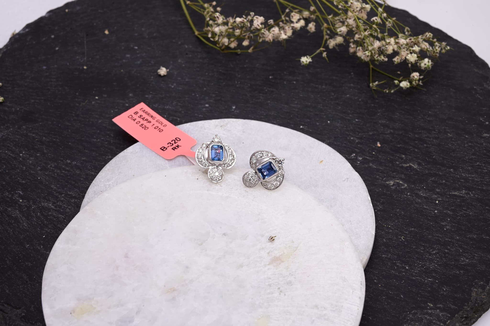 Royal Sapphire Diamond Designer Stud Earrings