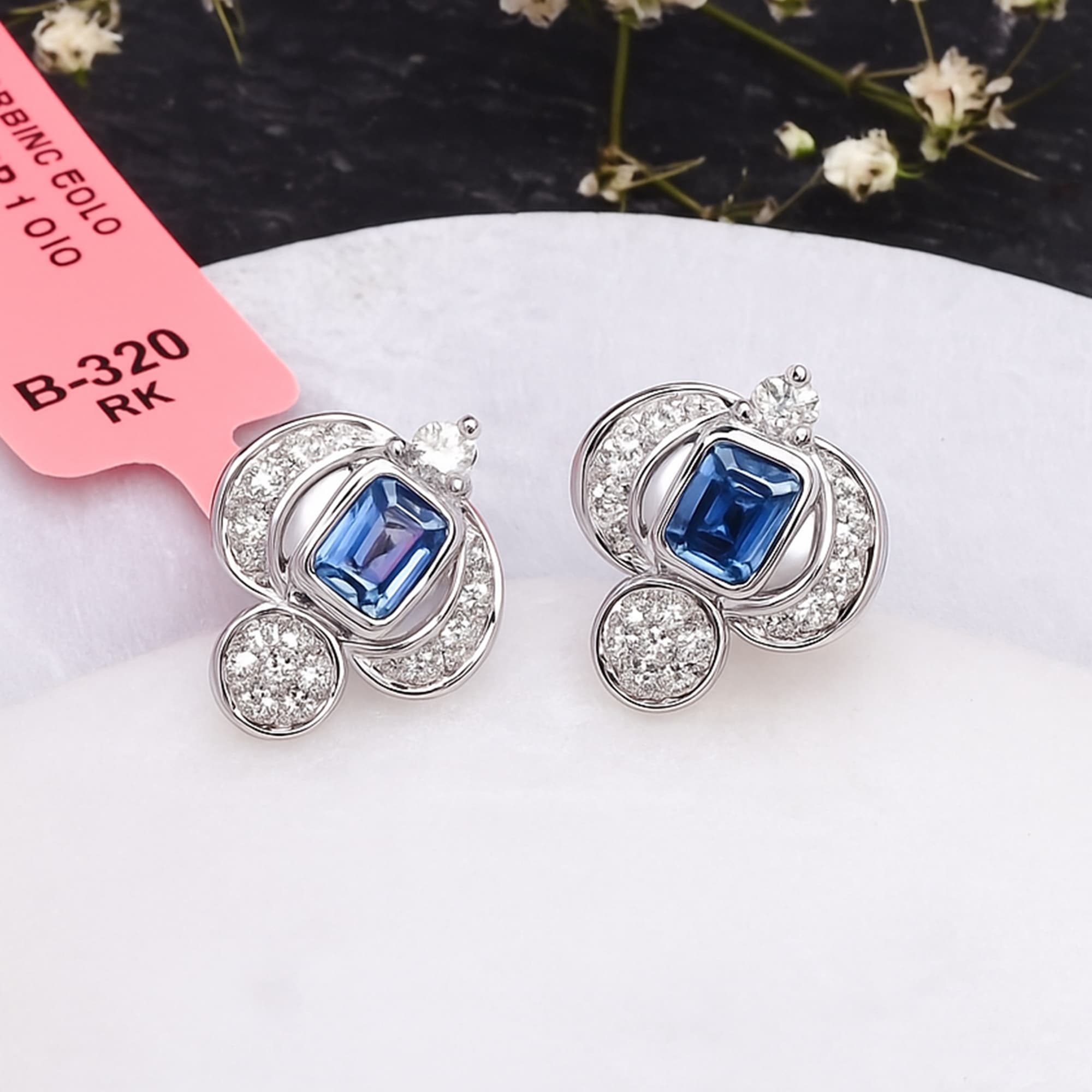 Royal Sapphire Diamond Designer Stud Earrings