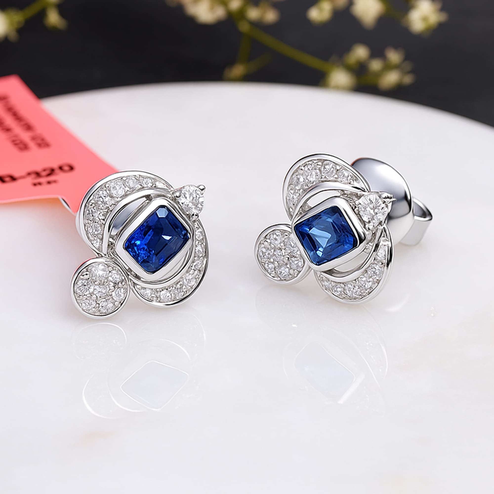 Royal Sapphire Diamond Designer Stud Earrings