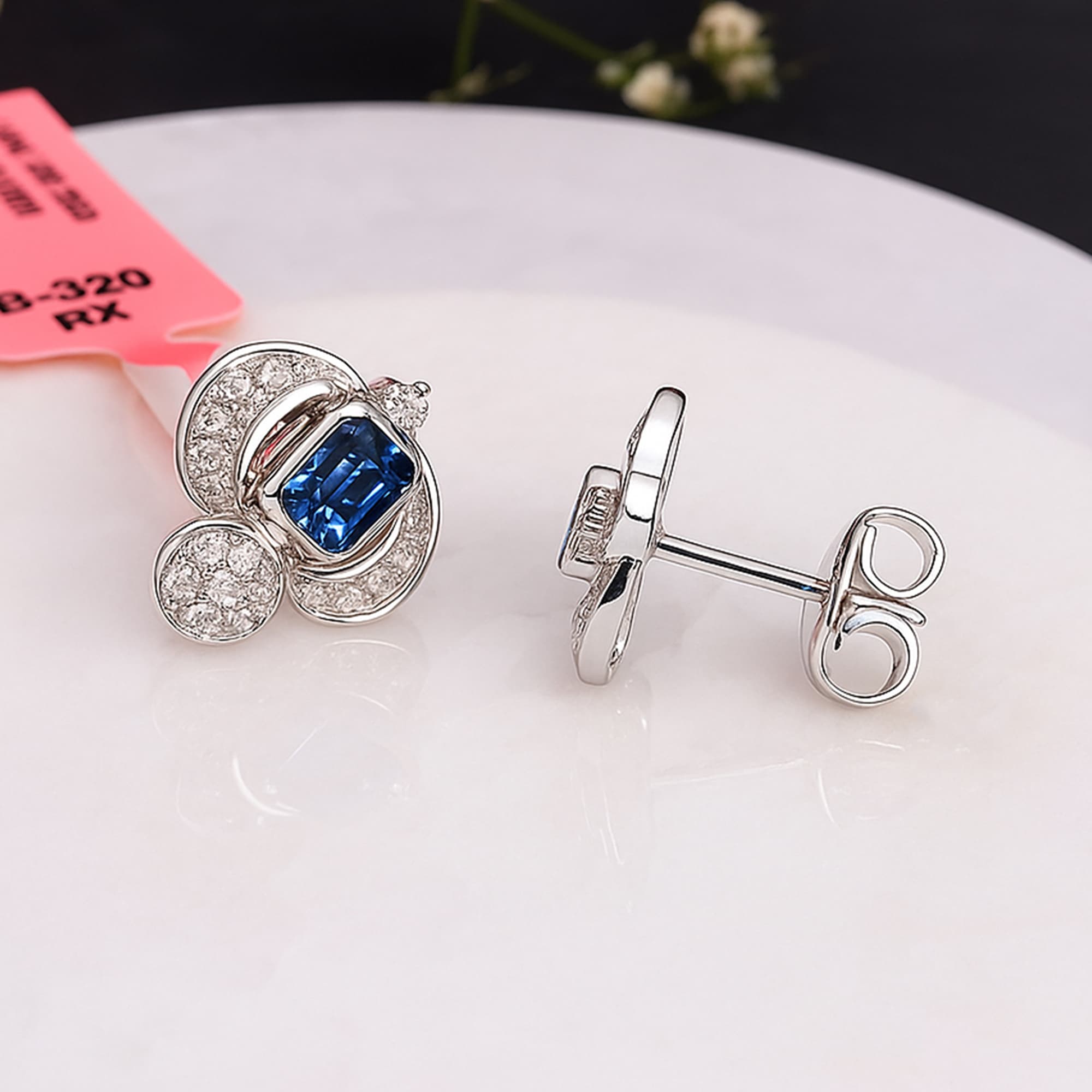 Royal Sapphire Diamond Designer Stud Earrings